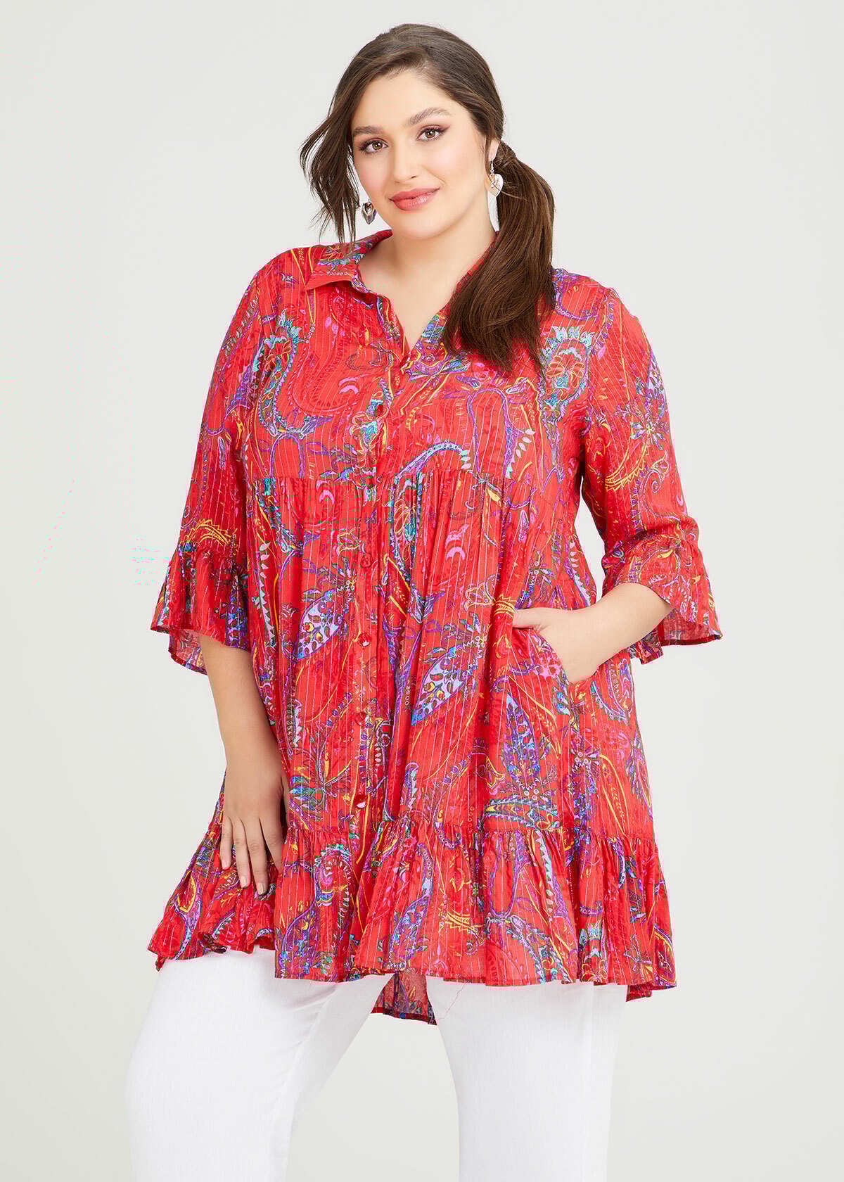 Plus Size Clothing Shirts.Shop Plus Size Natural Charm Lurex Tier Shirt, Multi | Taking Shape AU