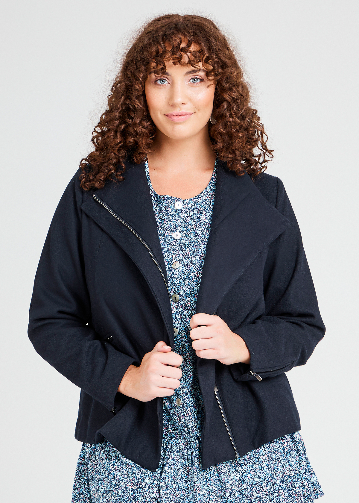 Plus size cheap navy jacket