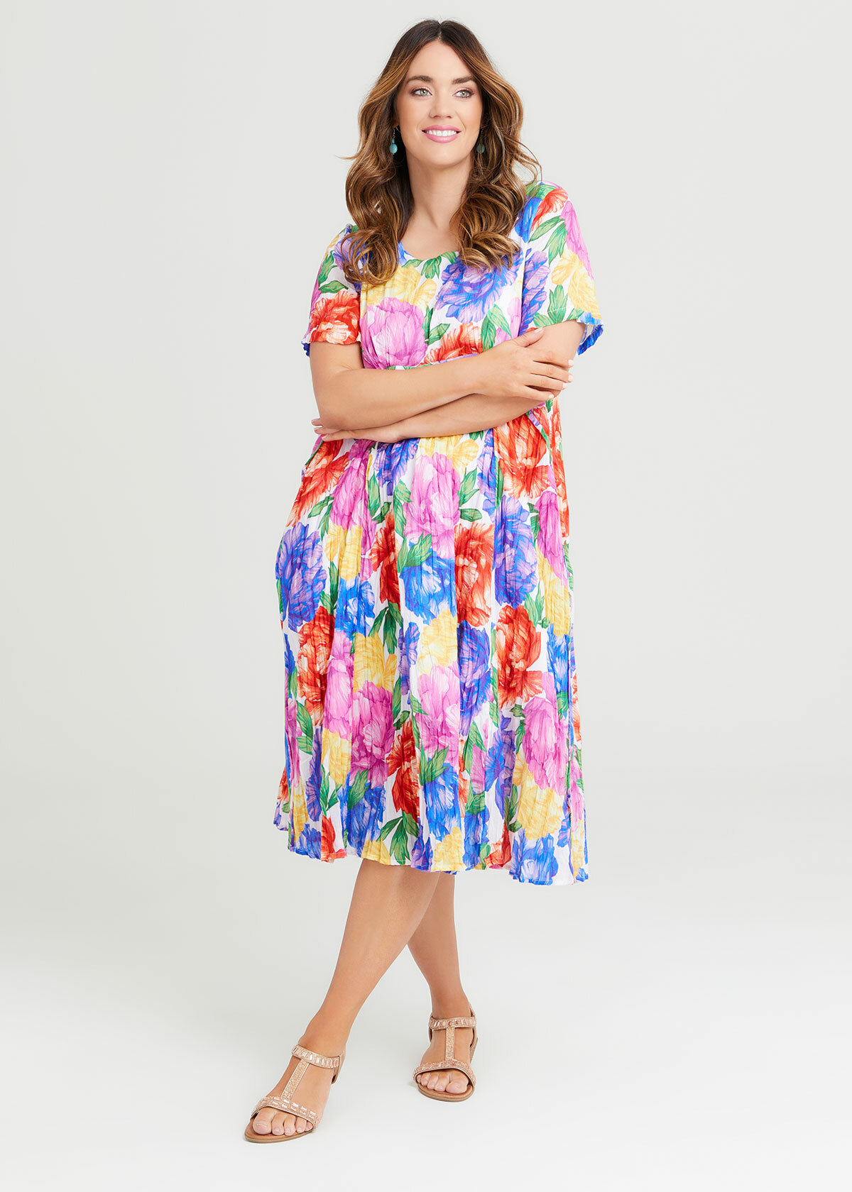 Shop Cotton Gauze Favourite Dress in Multi in sizes 12 to 30 Taking