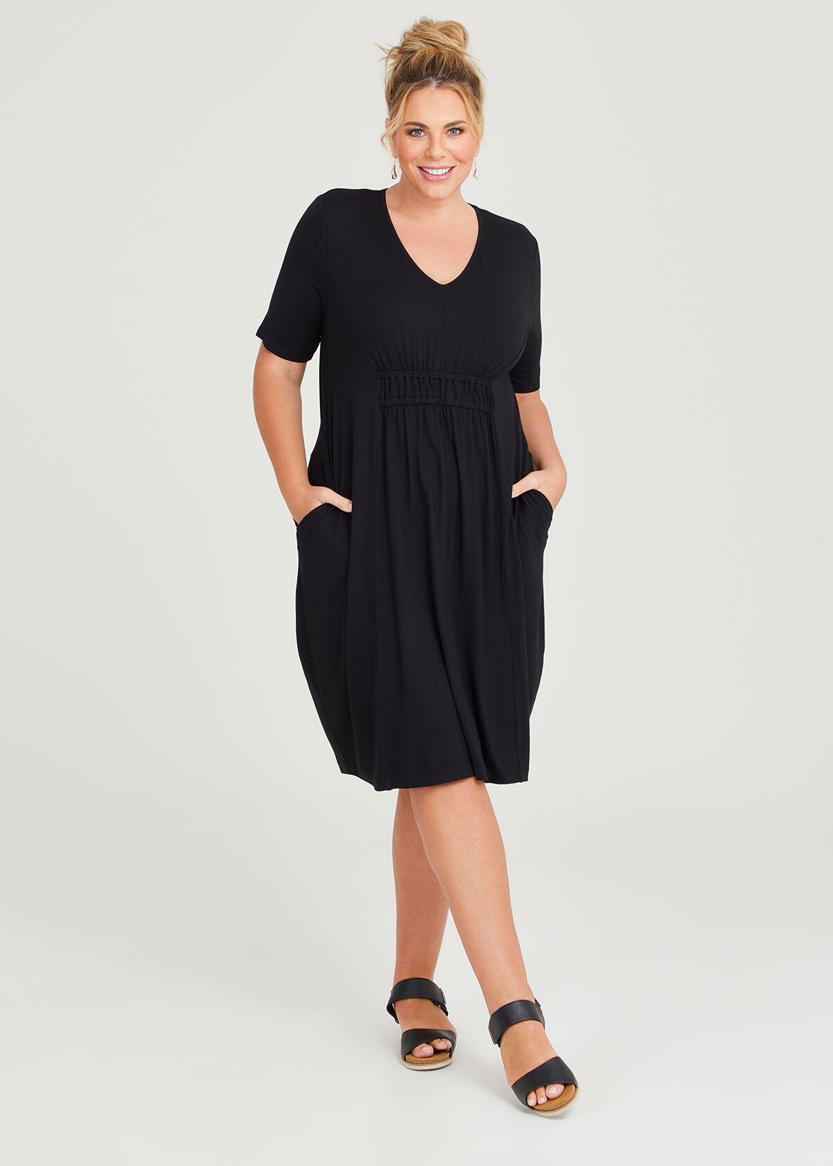 Shop Plus Size Natural Summer Essential Dress in Black | Taking Shape AU