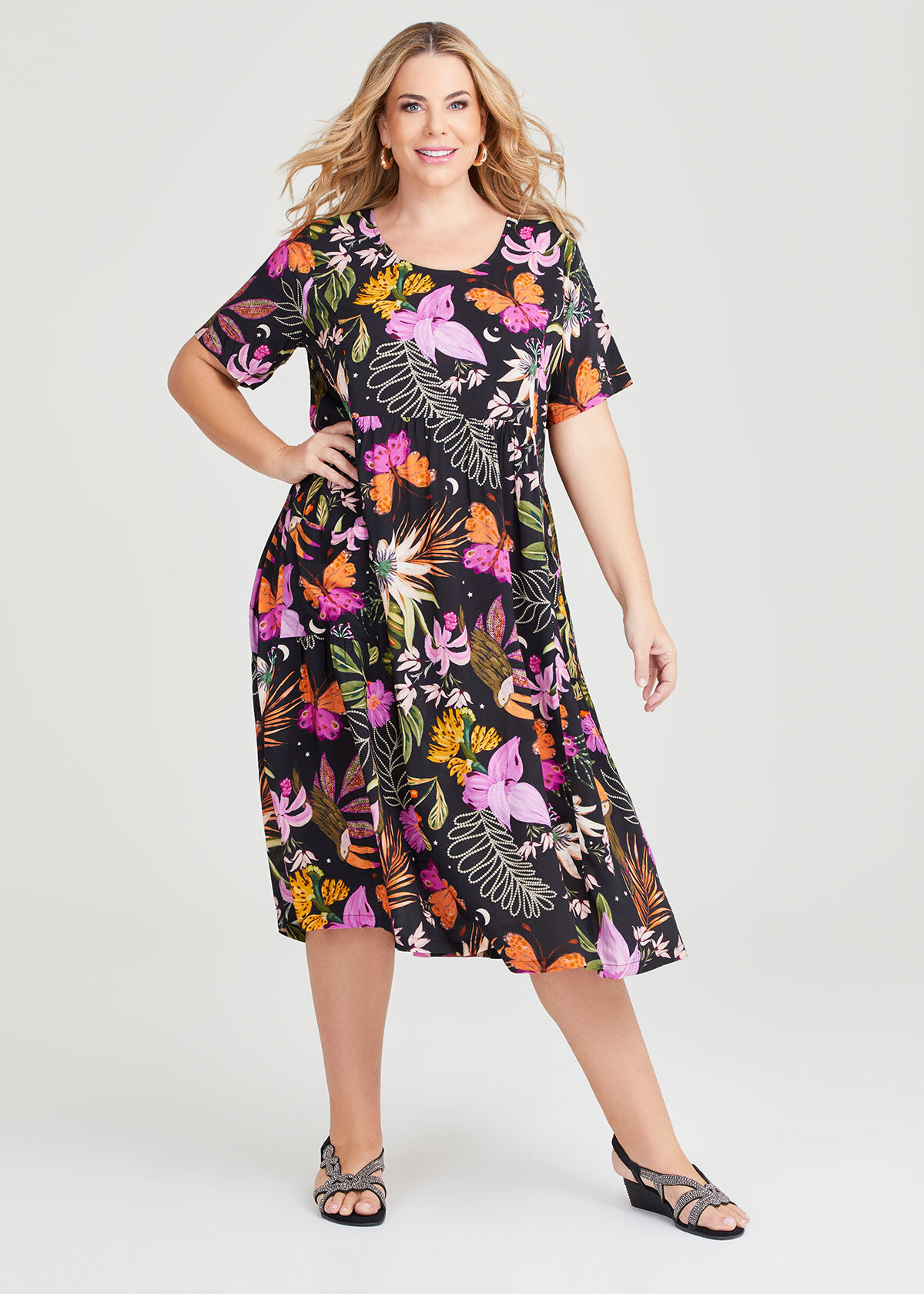 Shop Plus Size Natural Pocket Midi Dress in Multi | Taking Shape AU