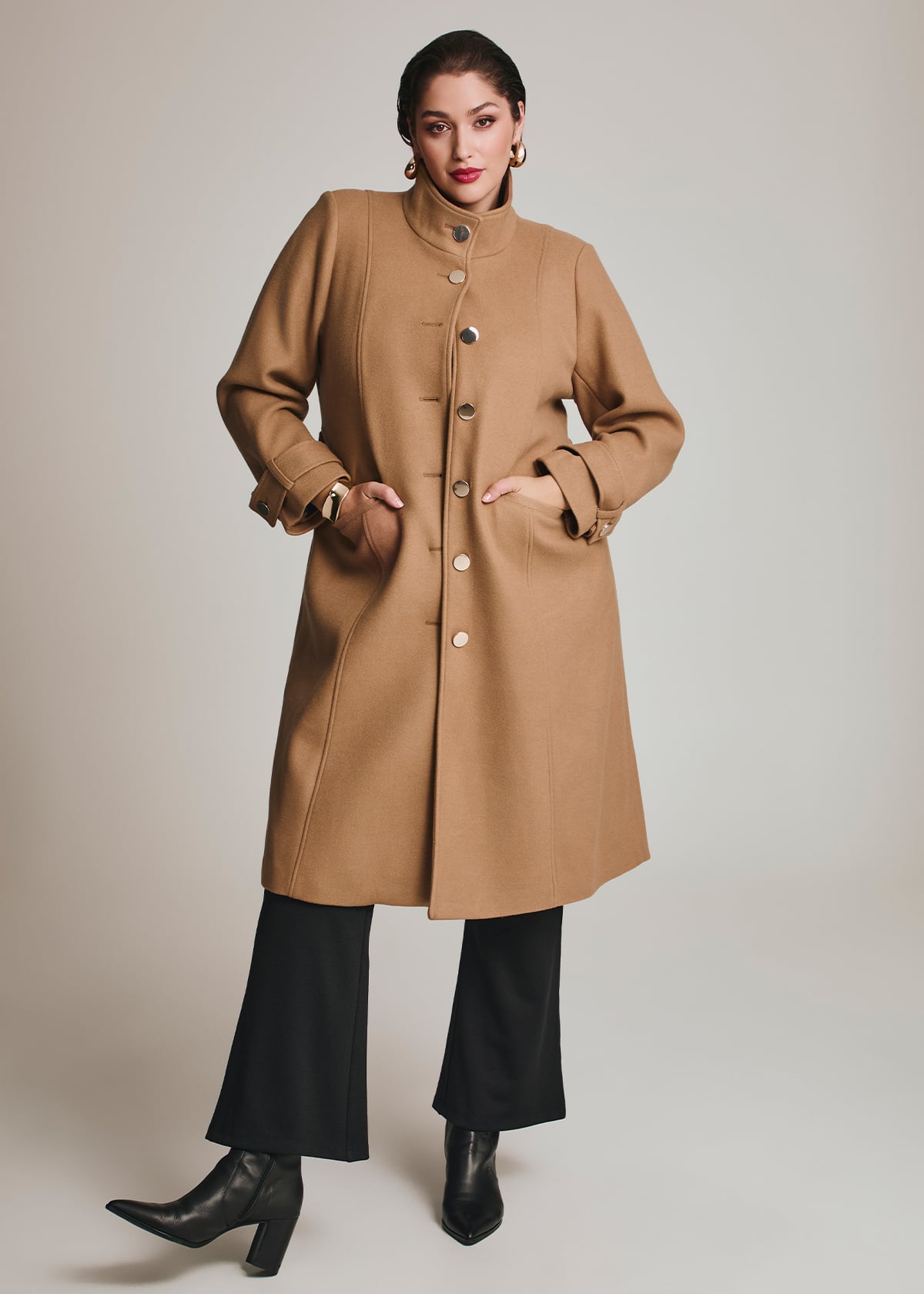 Funnel Neck Melton Coat