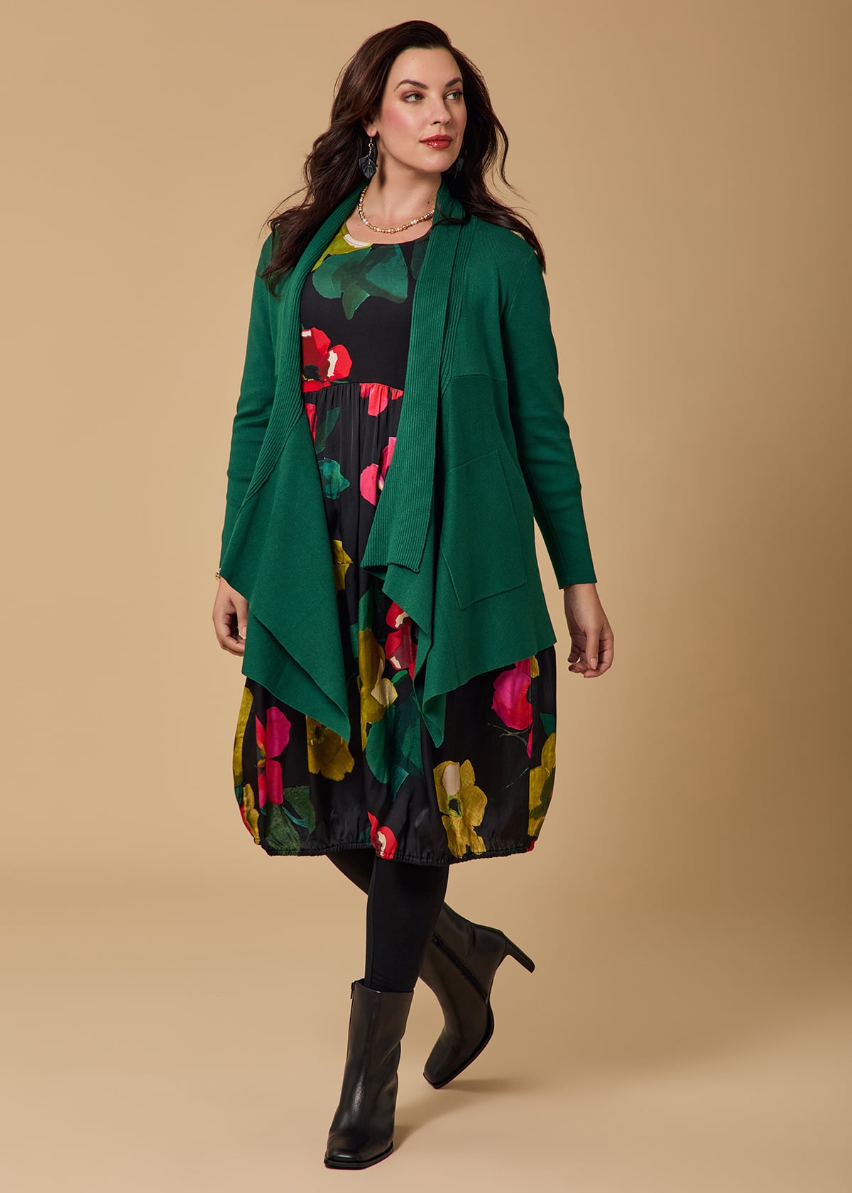 Plus Size Women Ethnic Flower A Shape Loose Dress main image 1