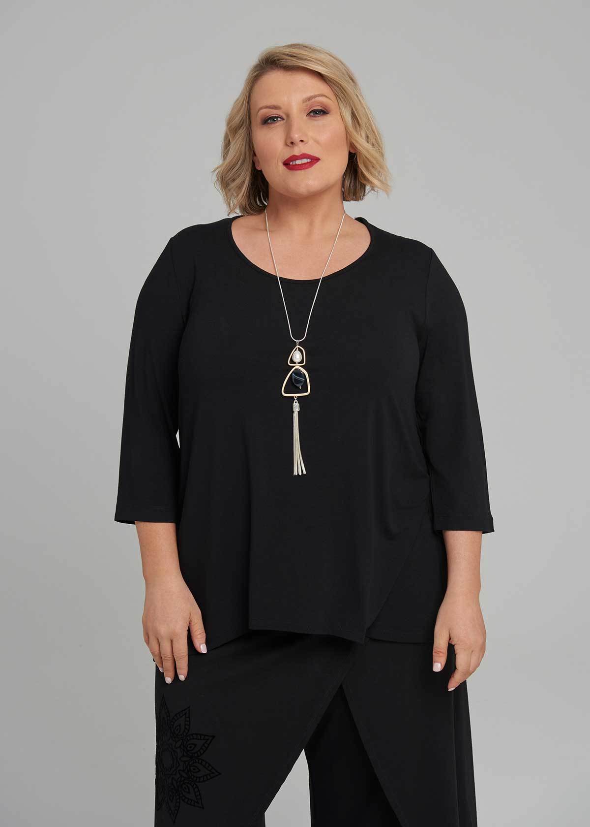 Shop Petite Everyday 3/4 Sleeve Top in Black in sizes 12 to 30 | Taking ...