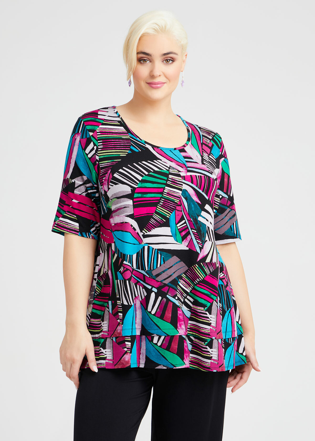 Shop Plus Size Bamboo Floral Geo Top in Print | Taking Shape AU