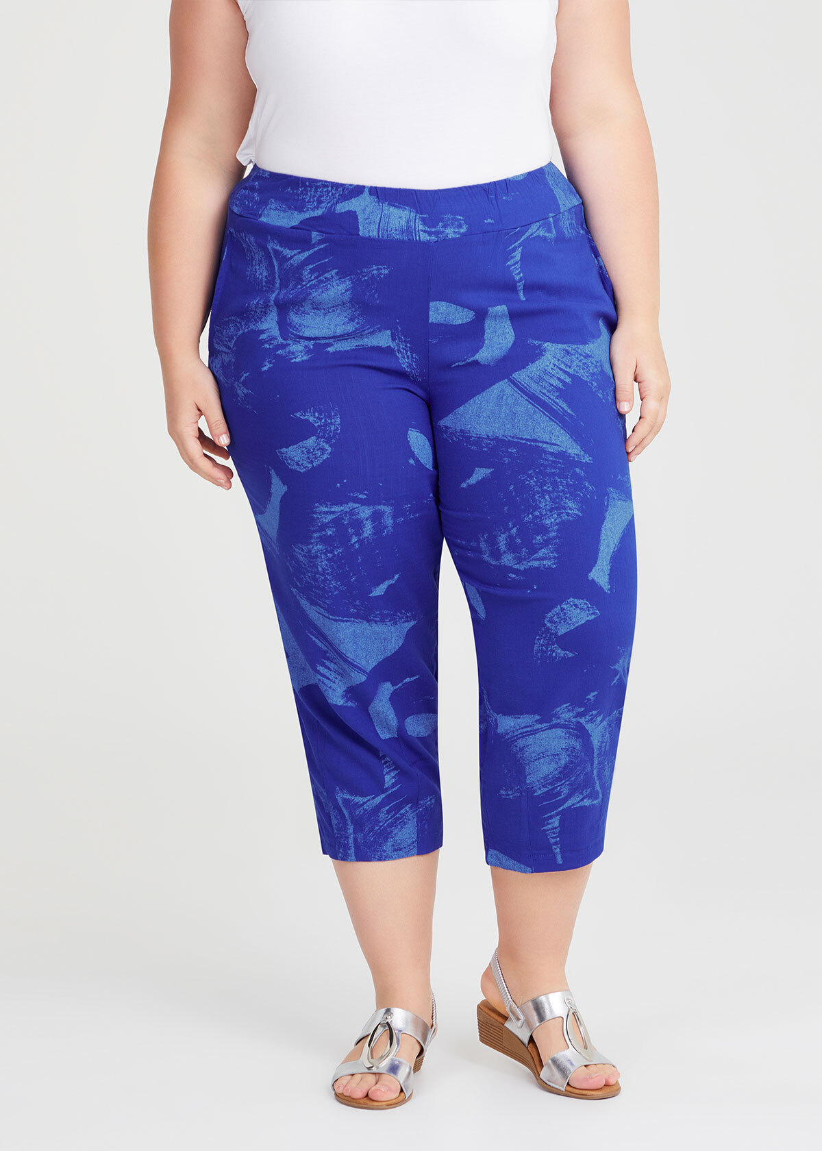 Shop Plus Size Natural Tropical Crop Pant in Multi | Taking Shape AU