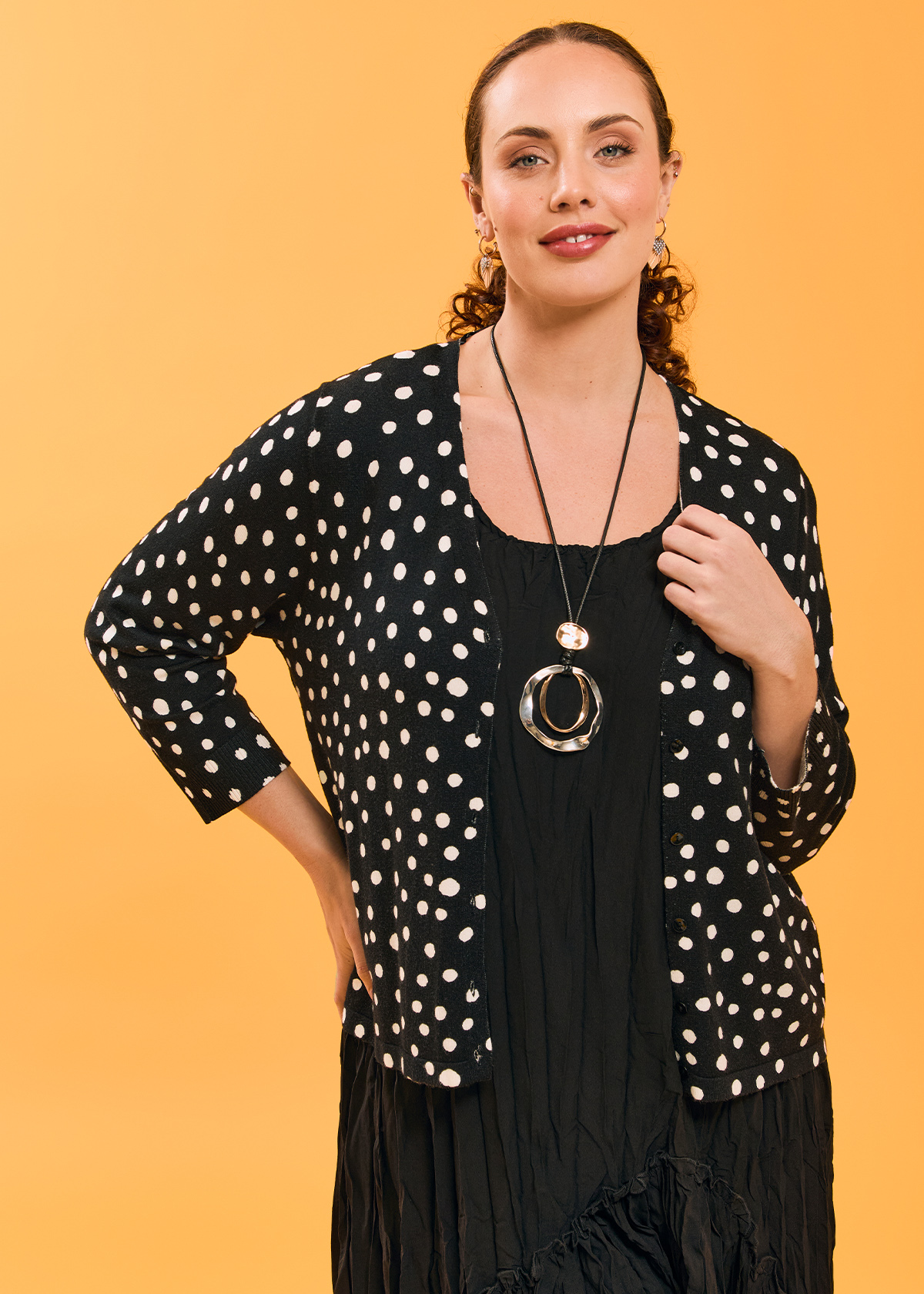 Polka Dot Natural Cardigan