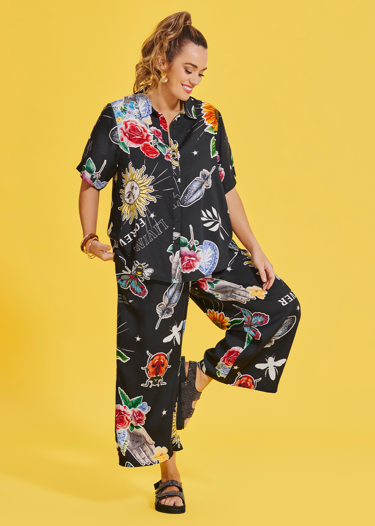 Shop Plus Size Natural Abstract Motif Pant in Multi | Taking Shape AU