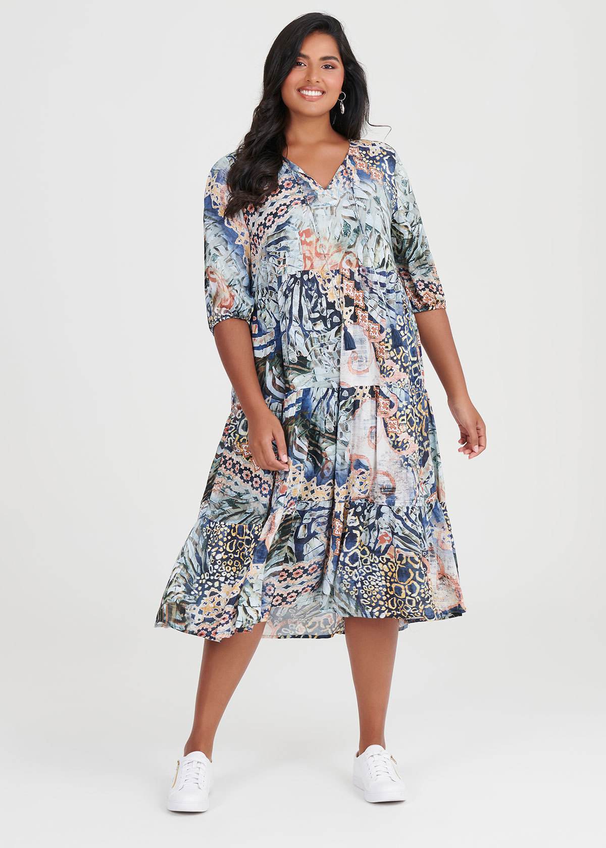Shop Natural Tropical Dress in Multi, Sizes 12-30 | Taking Shape AU