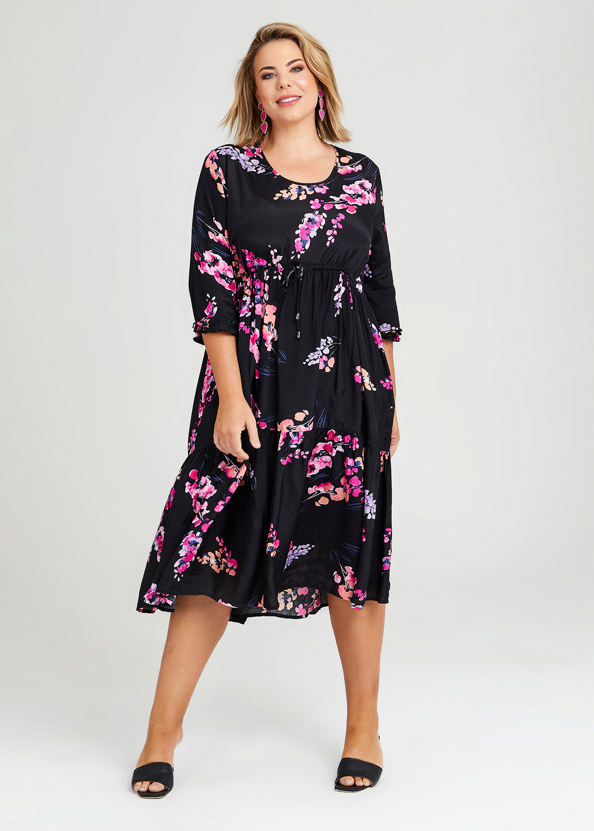 Shop Plus Size Blossom Tier Natural Dress in Multi | Taking Shape AU