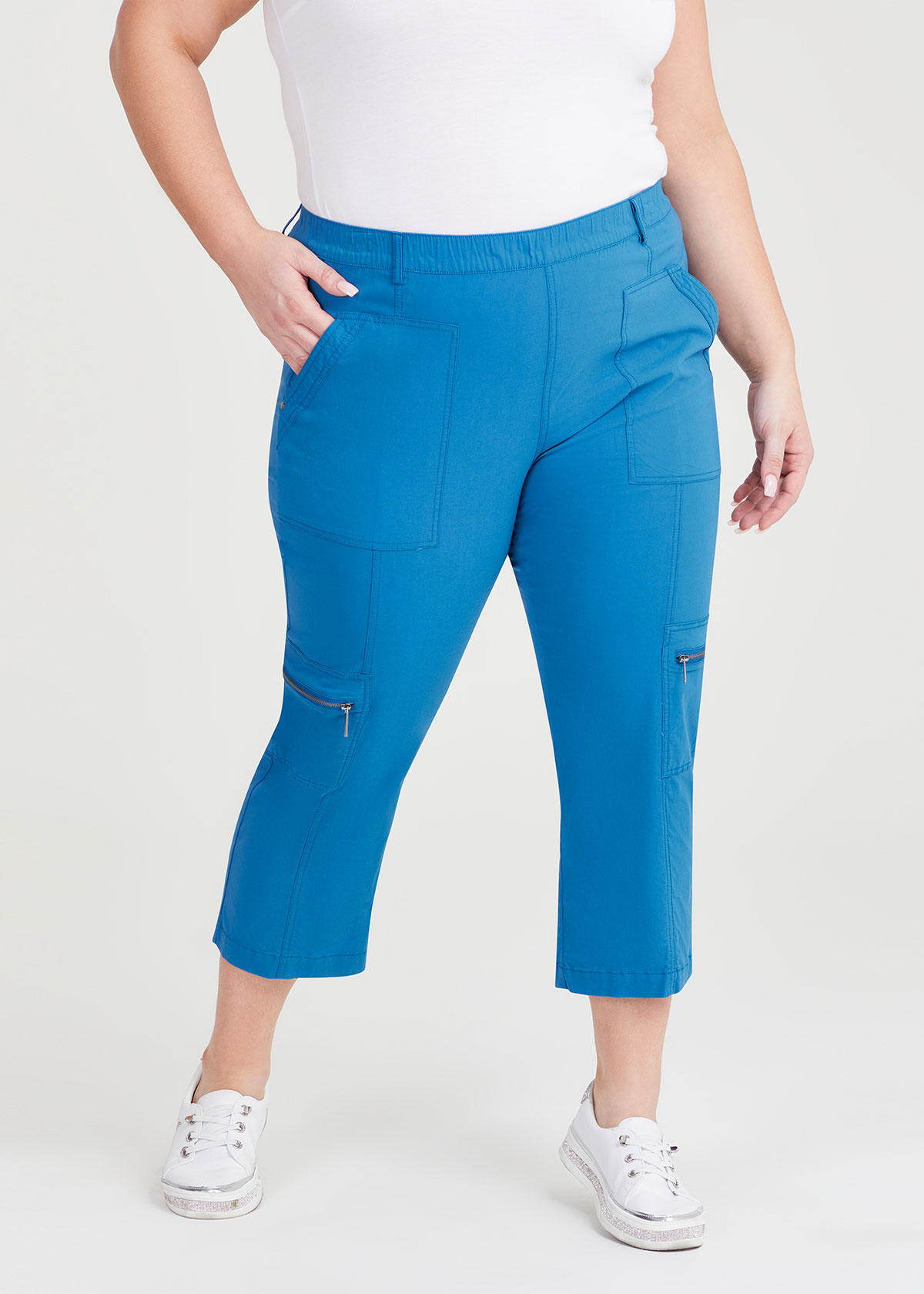 Shop Plus Size Castaway Cargo 3/4 Pocket Pant in Blue | Taking Shape AU