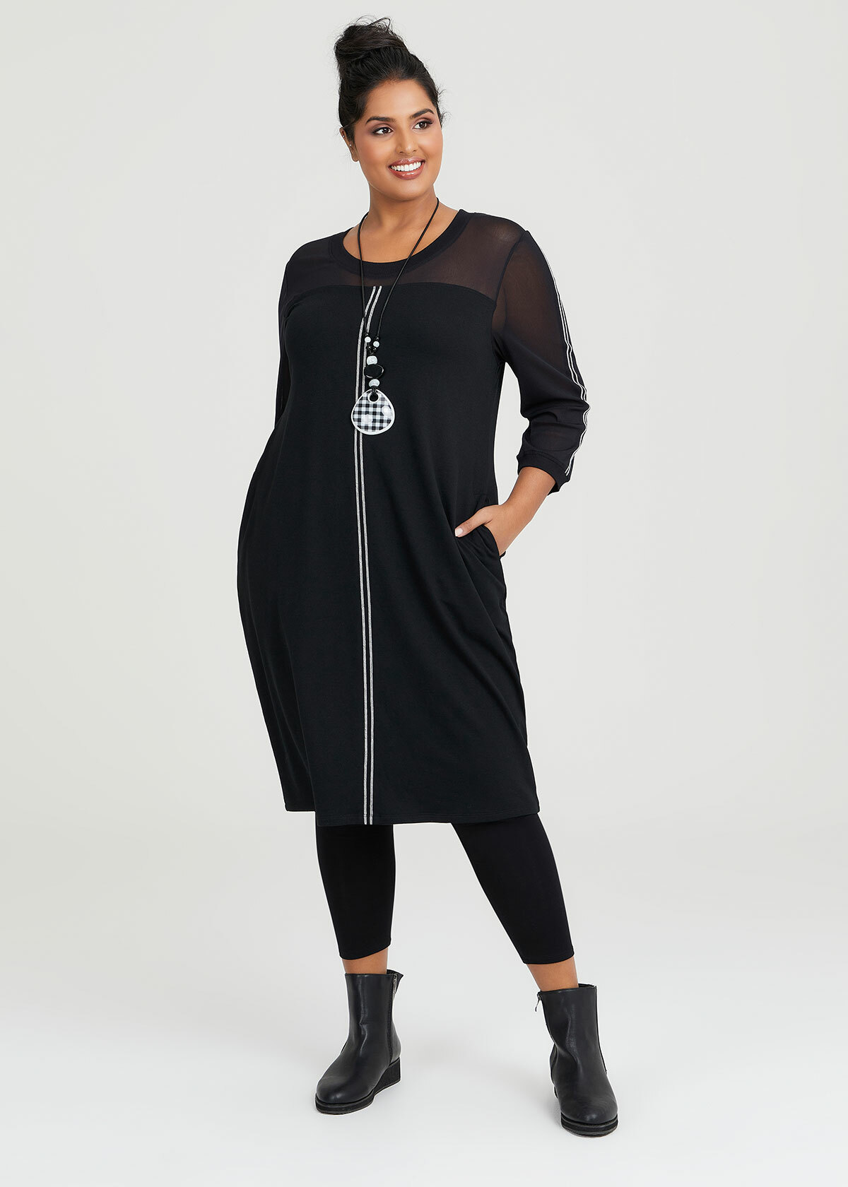 Shop Plus Size Natural Come Together Dress in Black | Sizes 12-30 ...