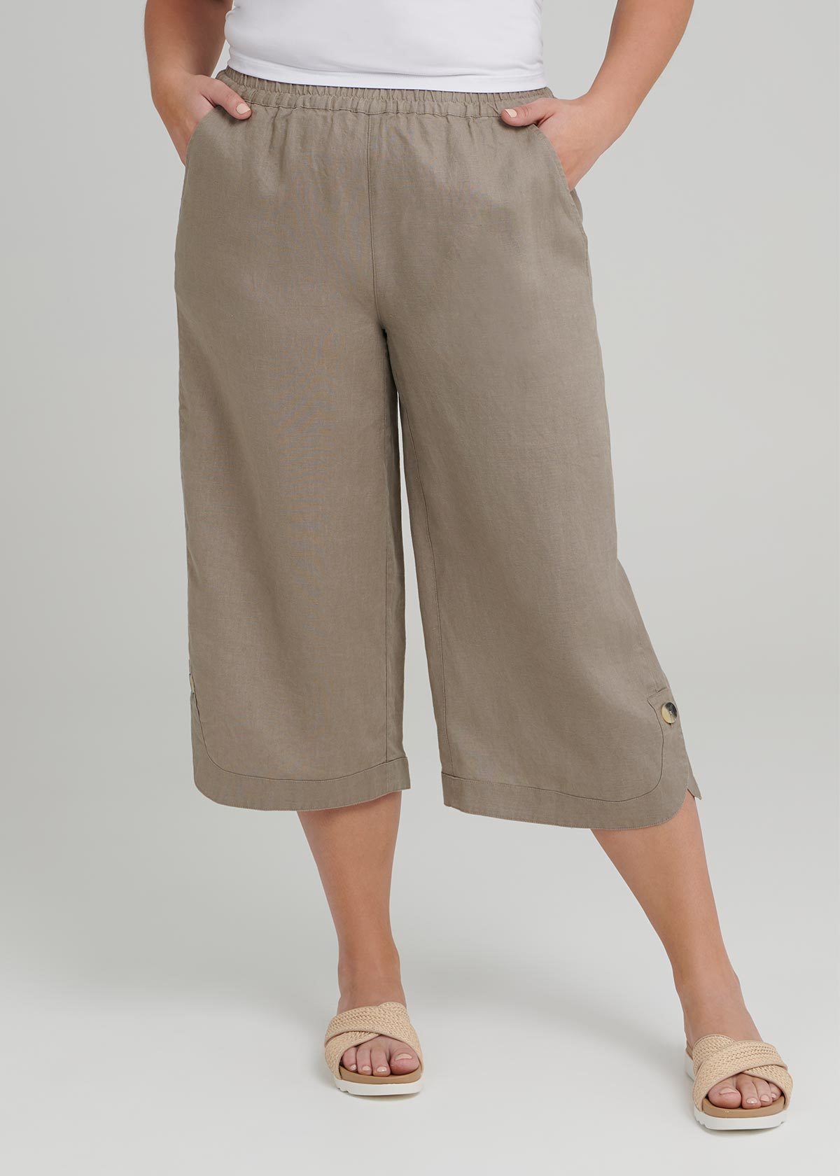 Shop Plus Size La Cite Linen Crop Pant in Brown | Taking Shape AU