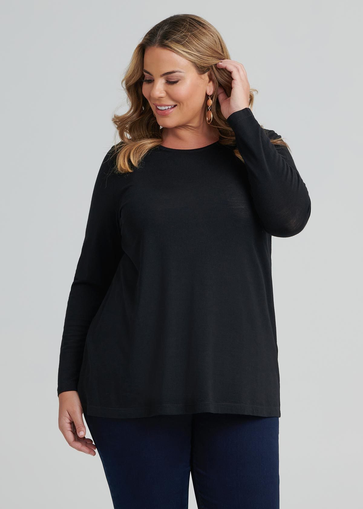 Shop Wool Bamboo Top in black in sizes 12 to 24 | Taking Shape