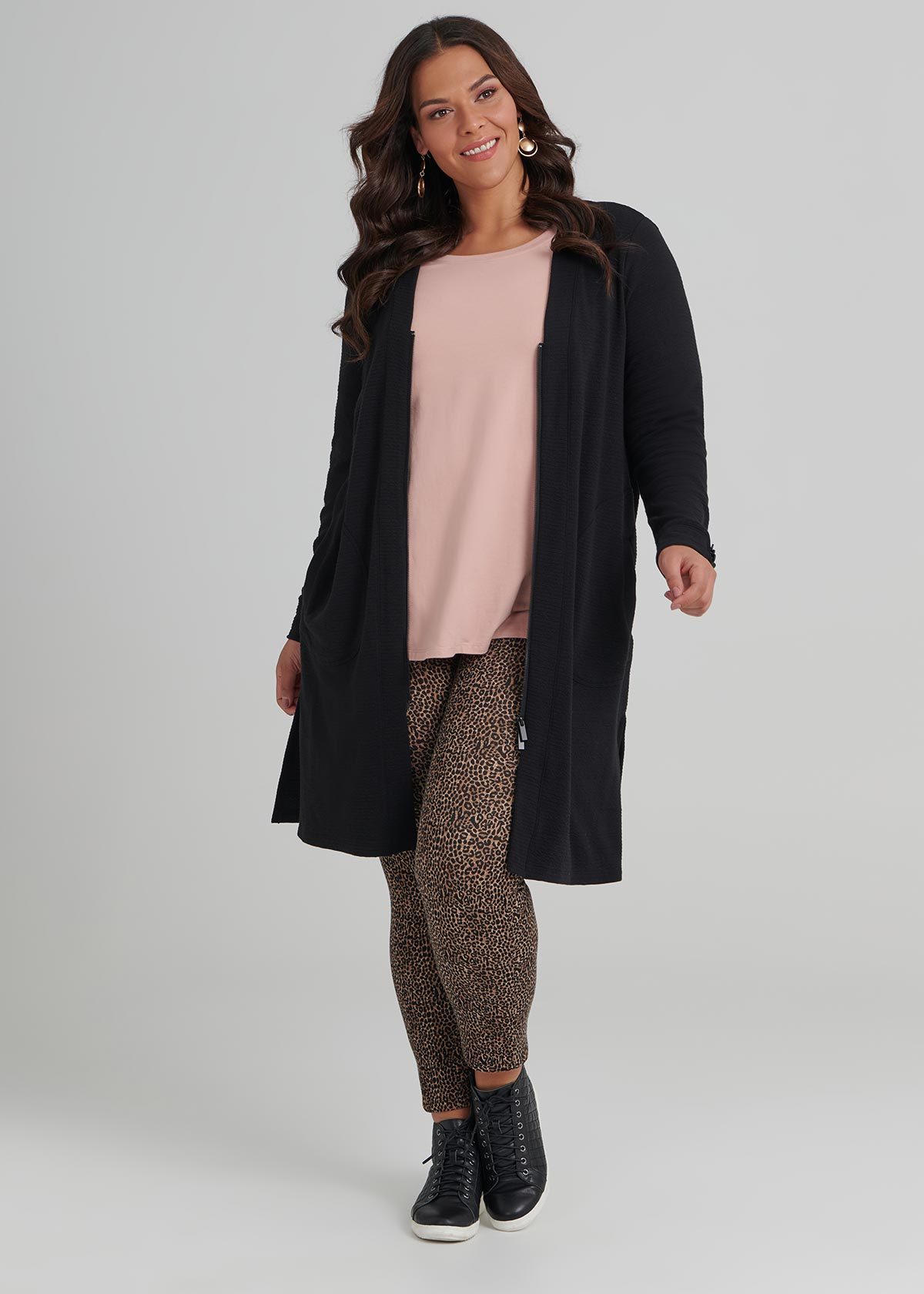 Black Double Zip Cardi main image 1
