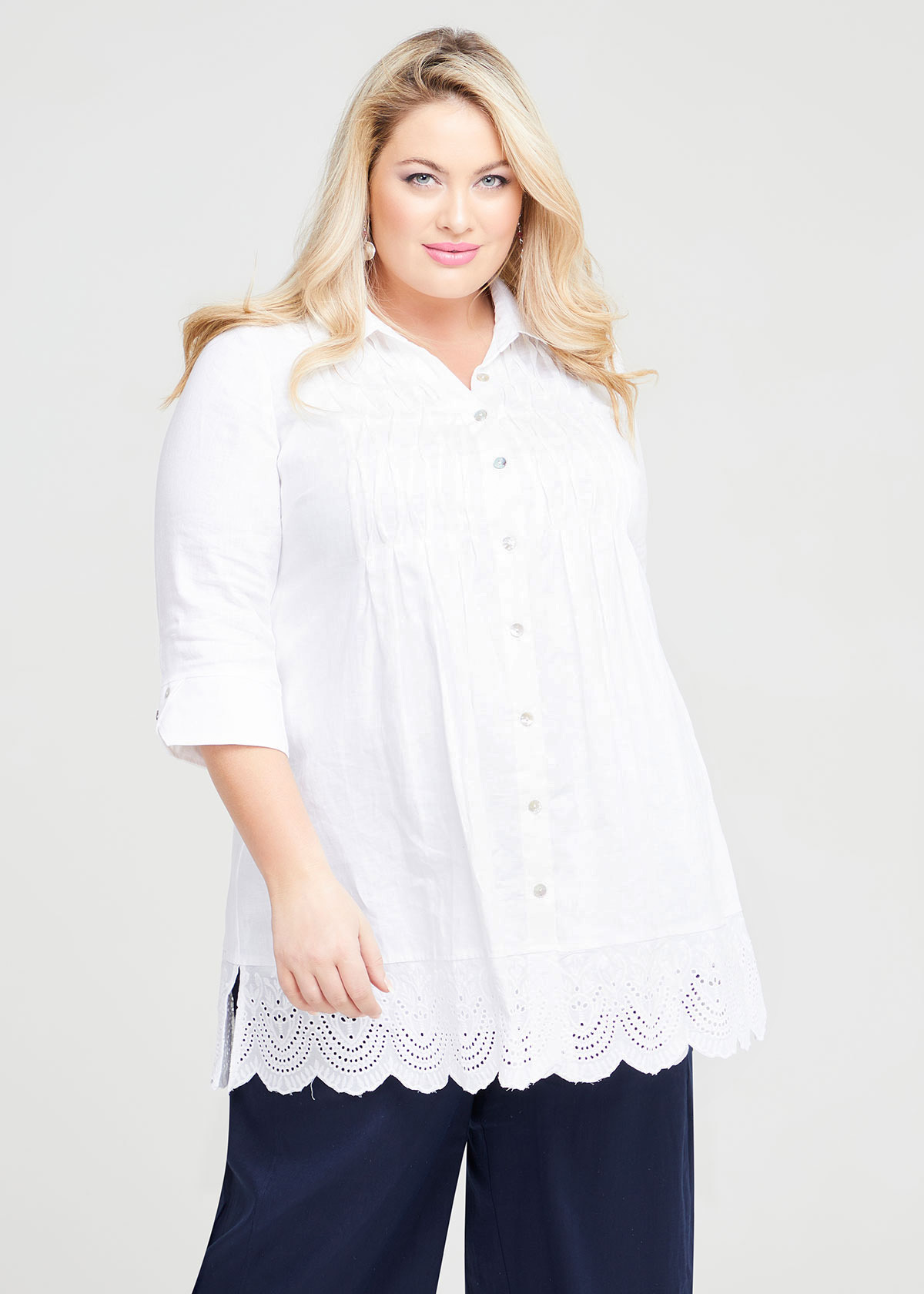 Shop Plus Size Linen Lorne Shirt in White Taking Shape AU