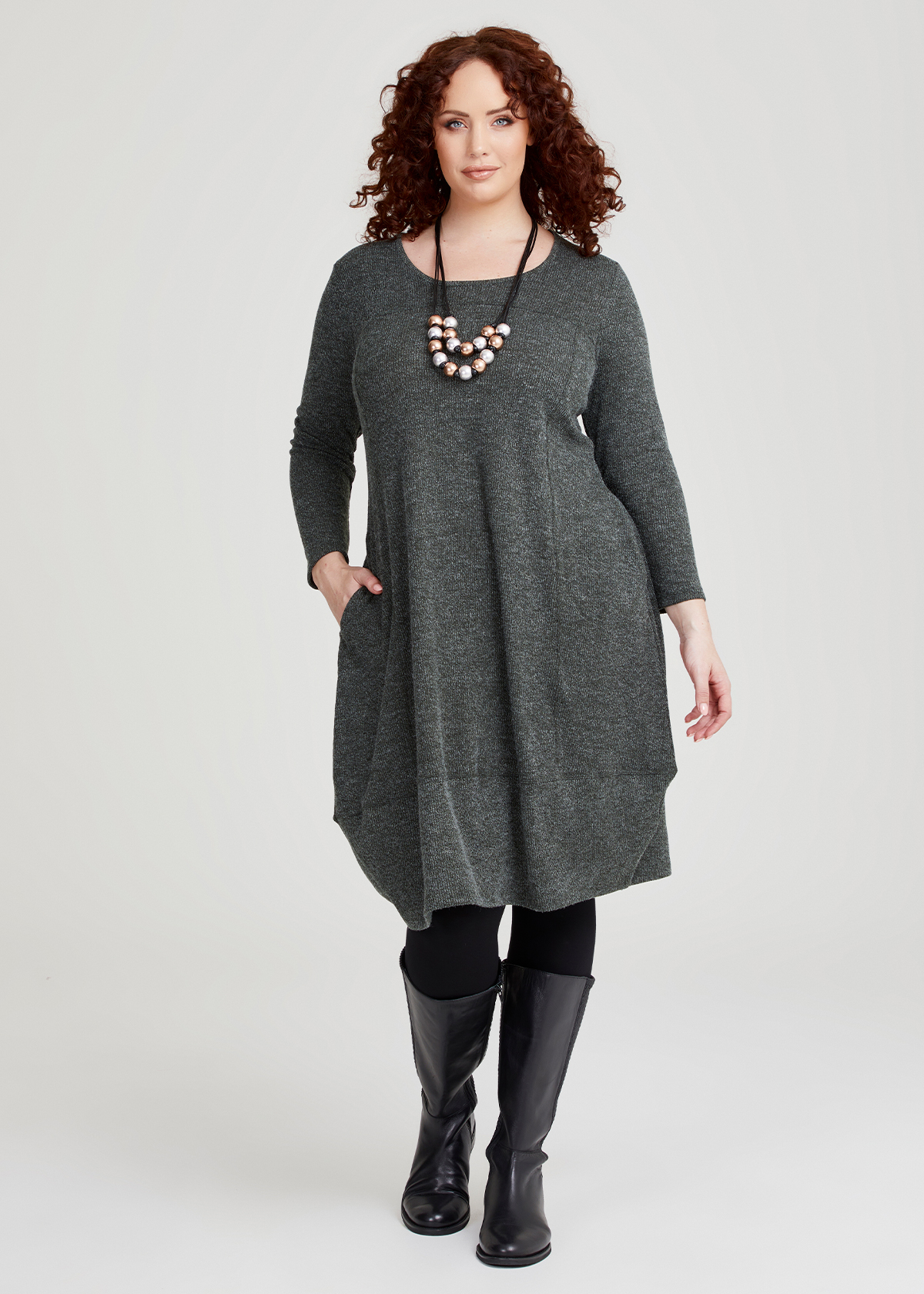 Shop Plus Size Long Sleeve Snug Dress in Green | Sizes 12-30 | Taking ...