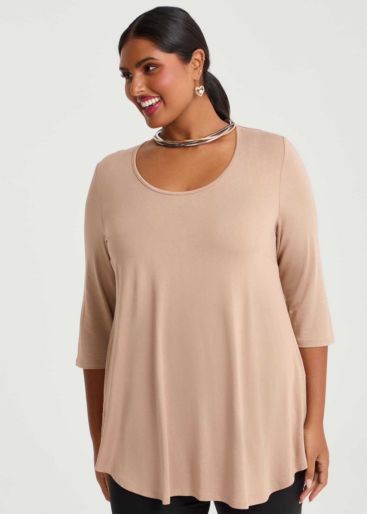 Taking Shape Bamboo Base 3 / 4 Sleeve Top Size 10 in Mocha Taupe - Plus Size Women's Tops & T Shirts