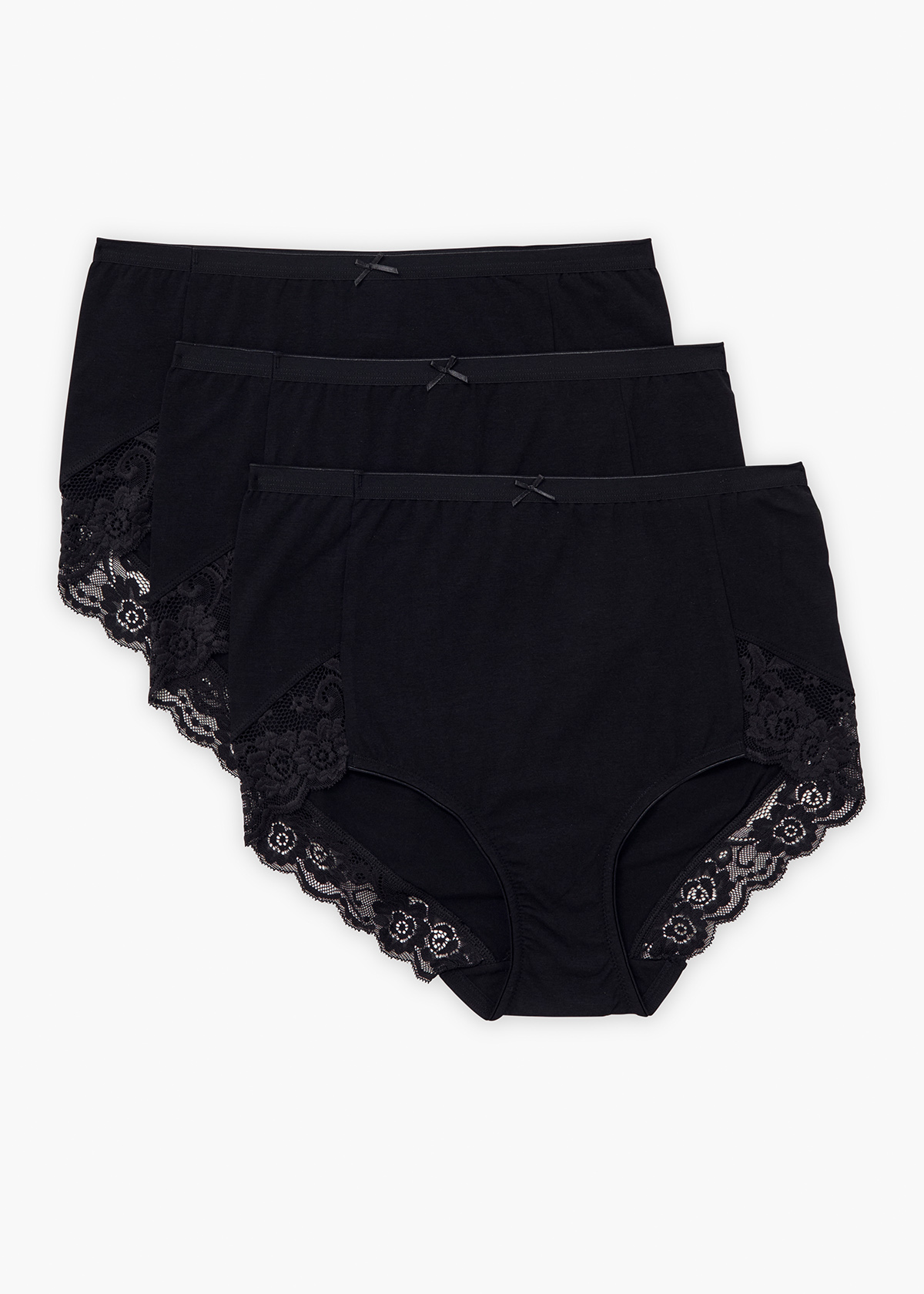 Taking Shape 3 Pack Bamboo Lace Briefs Size 26 in Black - Plus Size Women's Underwear
