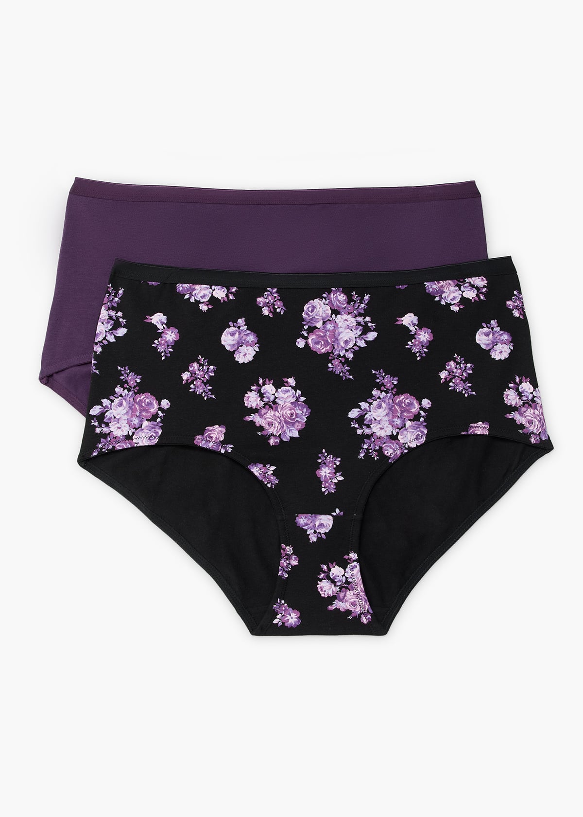 Taking Shape 2 Pack Cotton Floral Briefs Size 22 in Purple Floral - Plus Size Women's Underwear