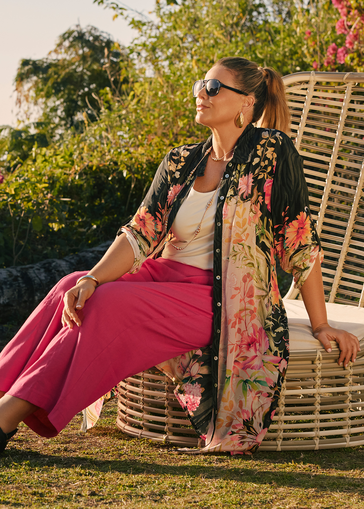 Taking Shape Natural Mara Shirt Dress Size 16 in Print, Natural Viscose - Plus Size Women's Dining