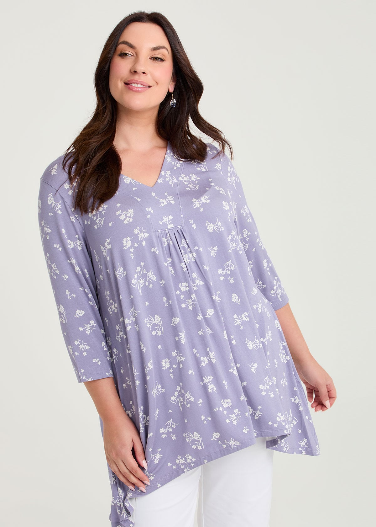 Taking Shape Cassie Natural Print Top Size 22 in Lavender / White, Natural Viscose - Plus Size Women's Tops & T Shirts