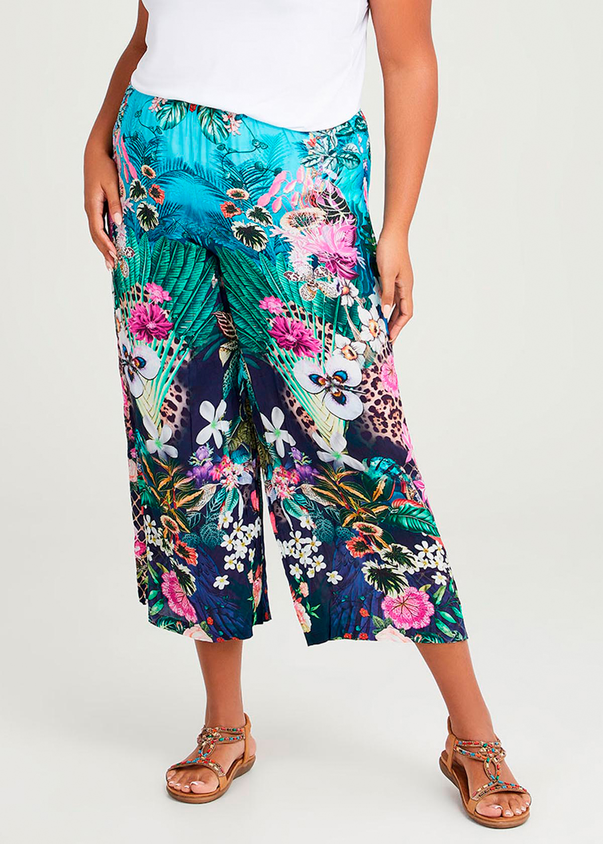 Shop Plus Size Natural Summer Time Pant in Multi | Sizes 12-30 | Taking ...