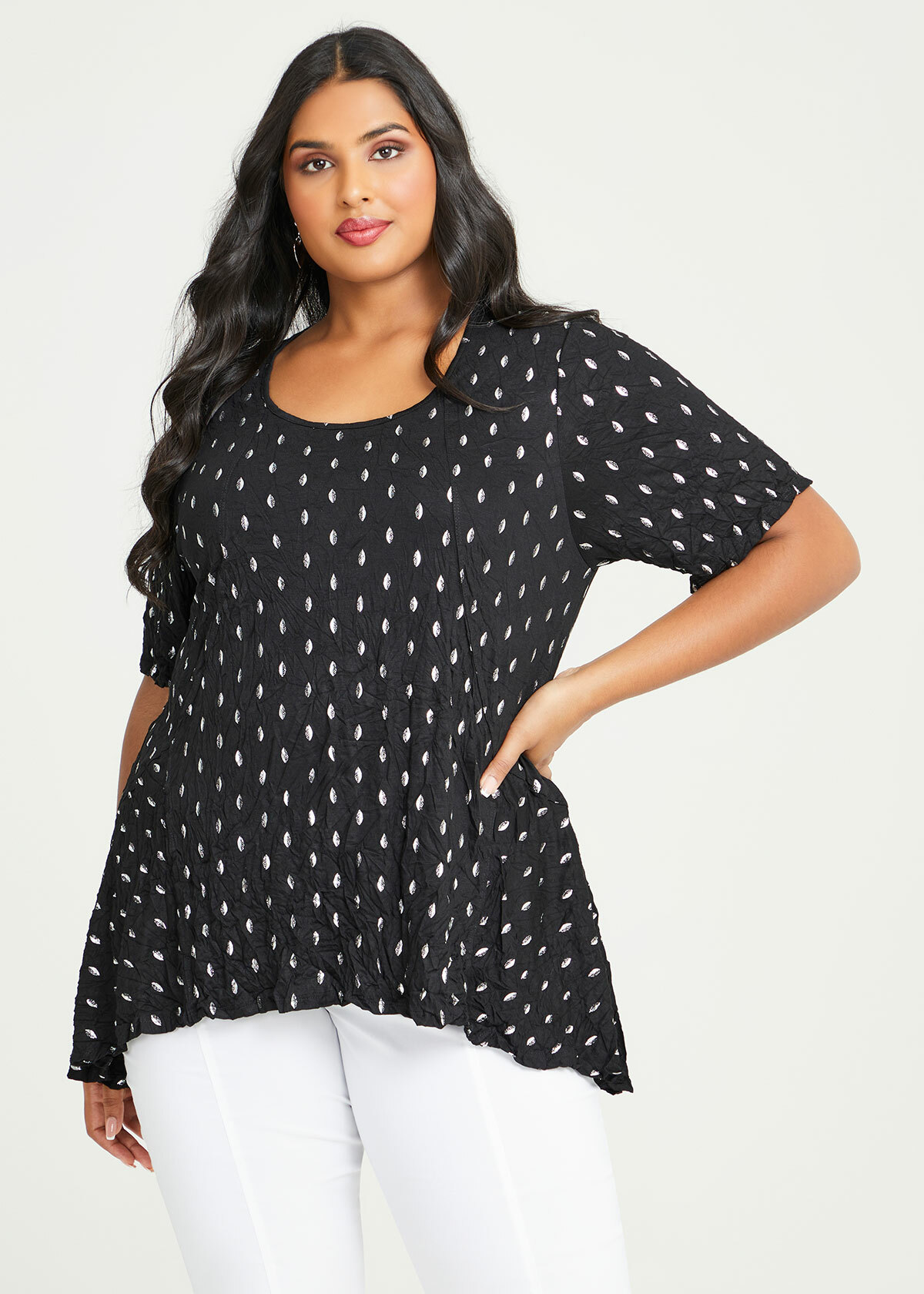 Shop Plus Size Foil Print Bamboo Top in Black | Taking Shape AU