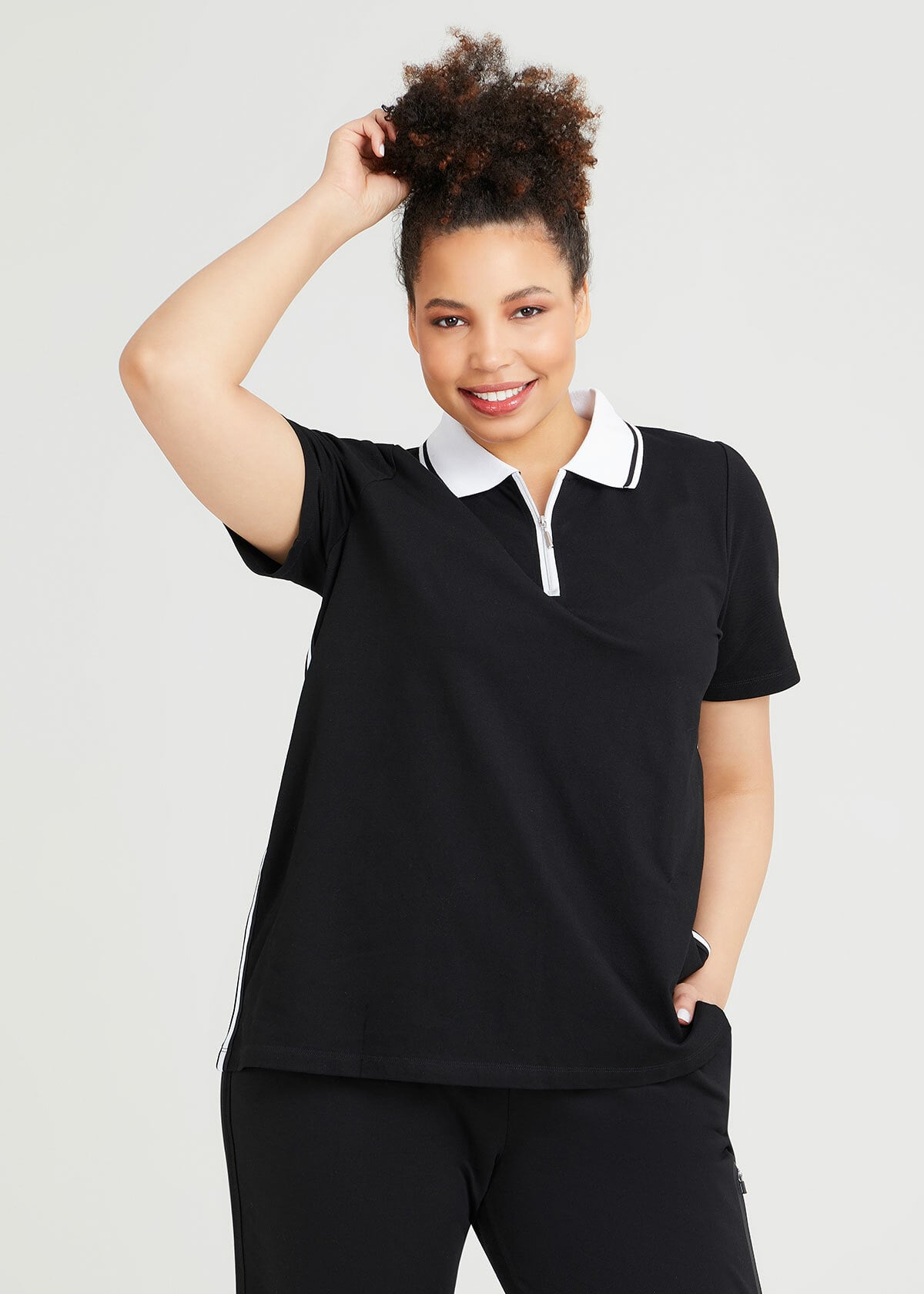 Torrie Oversized Polo Top - Black main image 1