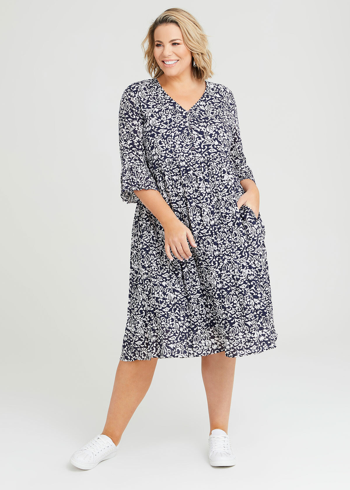 Shop Plus Size Cotton Island Pattern Dress in Multi | Taking Shape AU