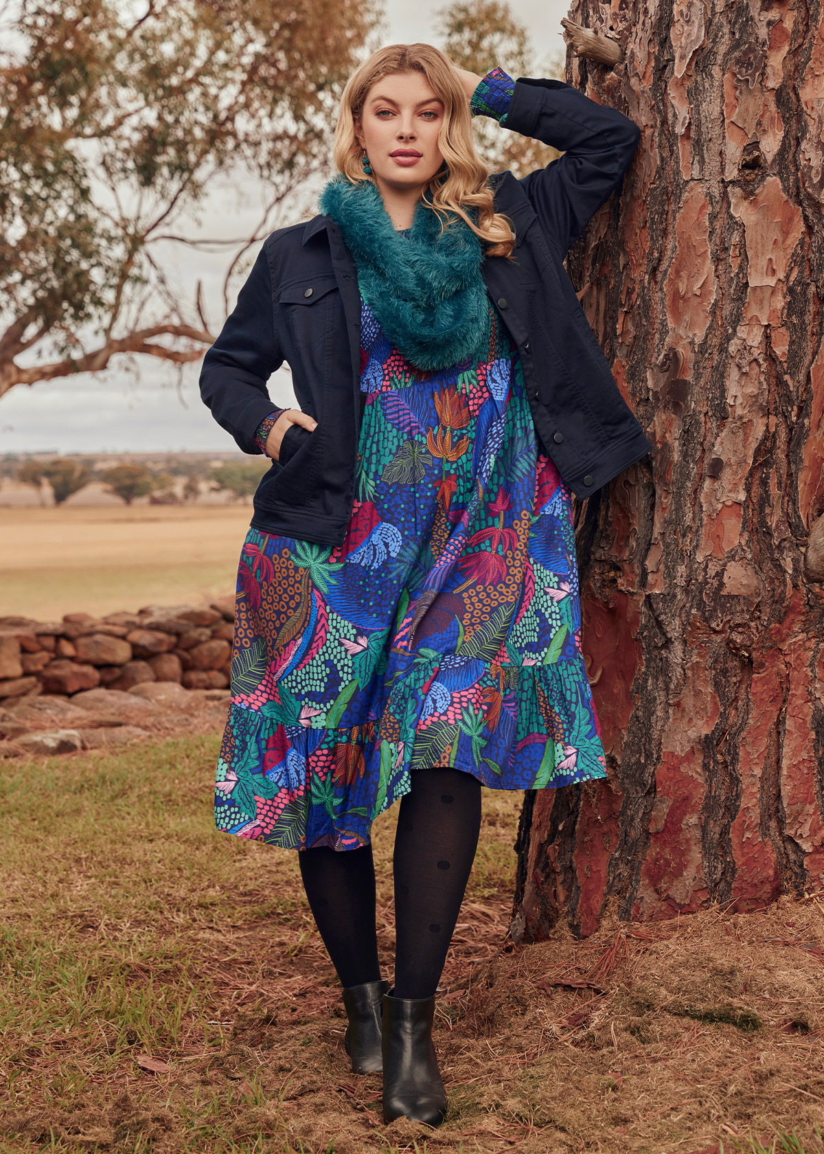 Shop Plus Size Natural Leaf Shirred Dress In Multi Taking Shape Nz