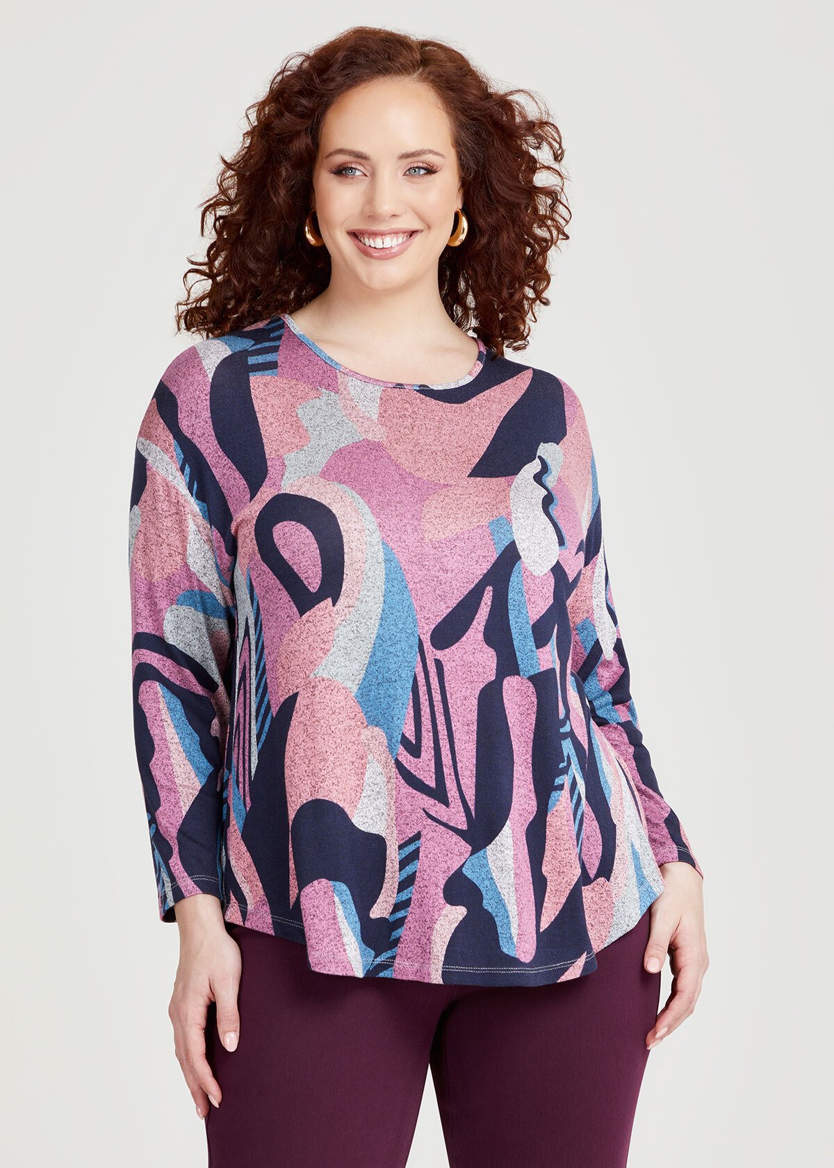 Shop Plus Size Bamboo Abstract Cozy Knit Top in Multi | Sizes 12-30 ...