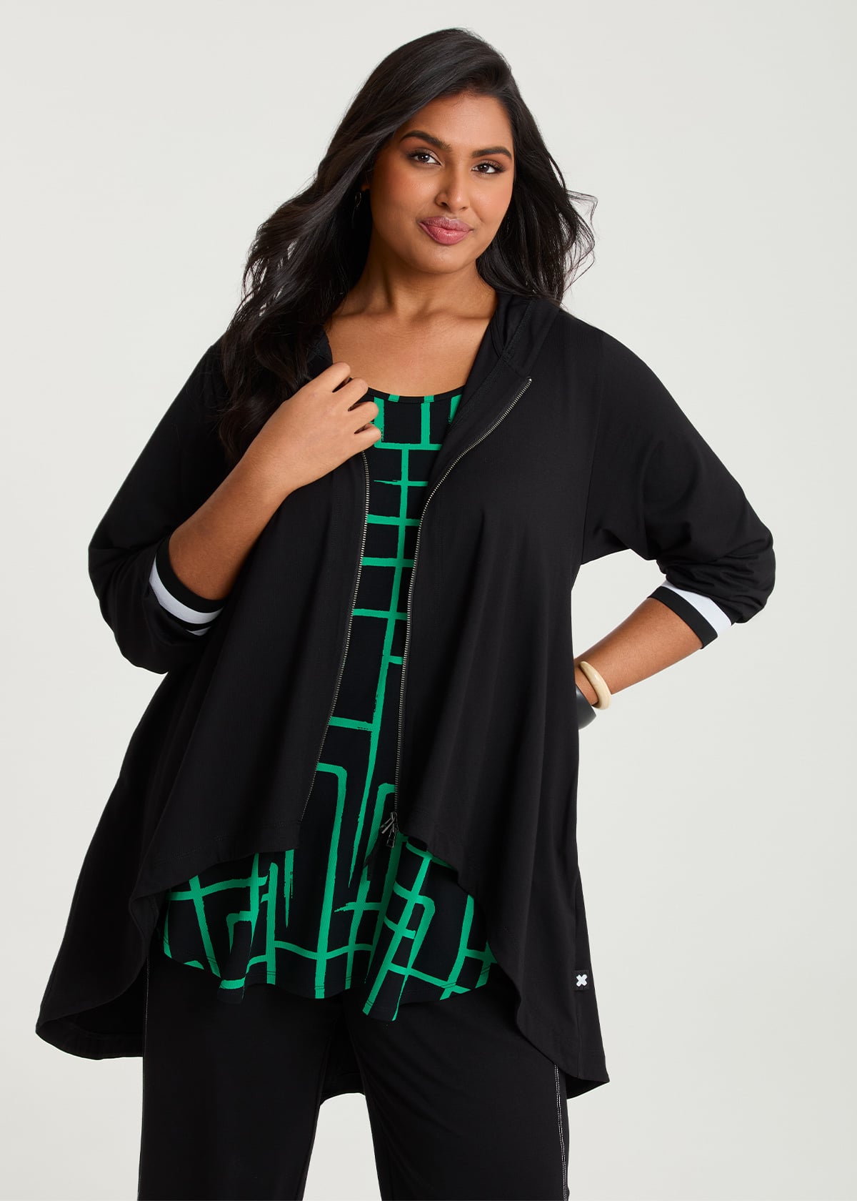 Taking Shape Cotton Elevate Avery Cardigan Size 10 in Black - Plus Size Women's