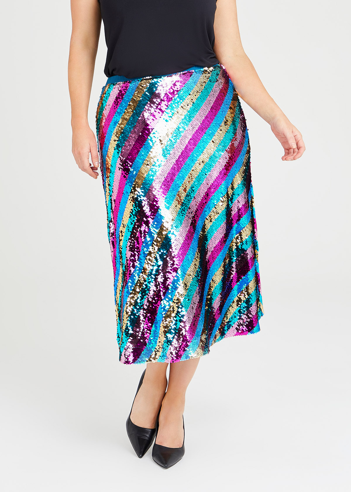 Shop Plus Size Rainbow Sequin Skirt in Multi | Taking Shape AU