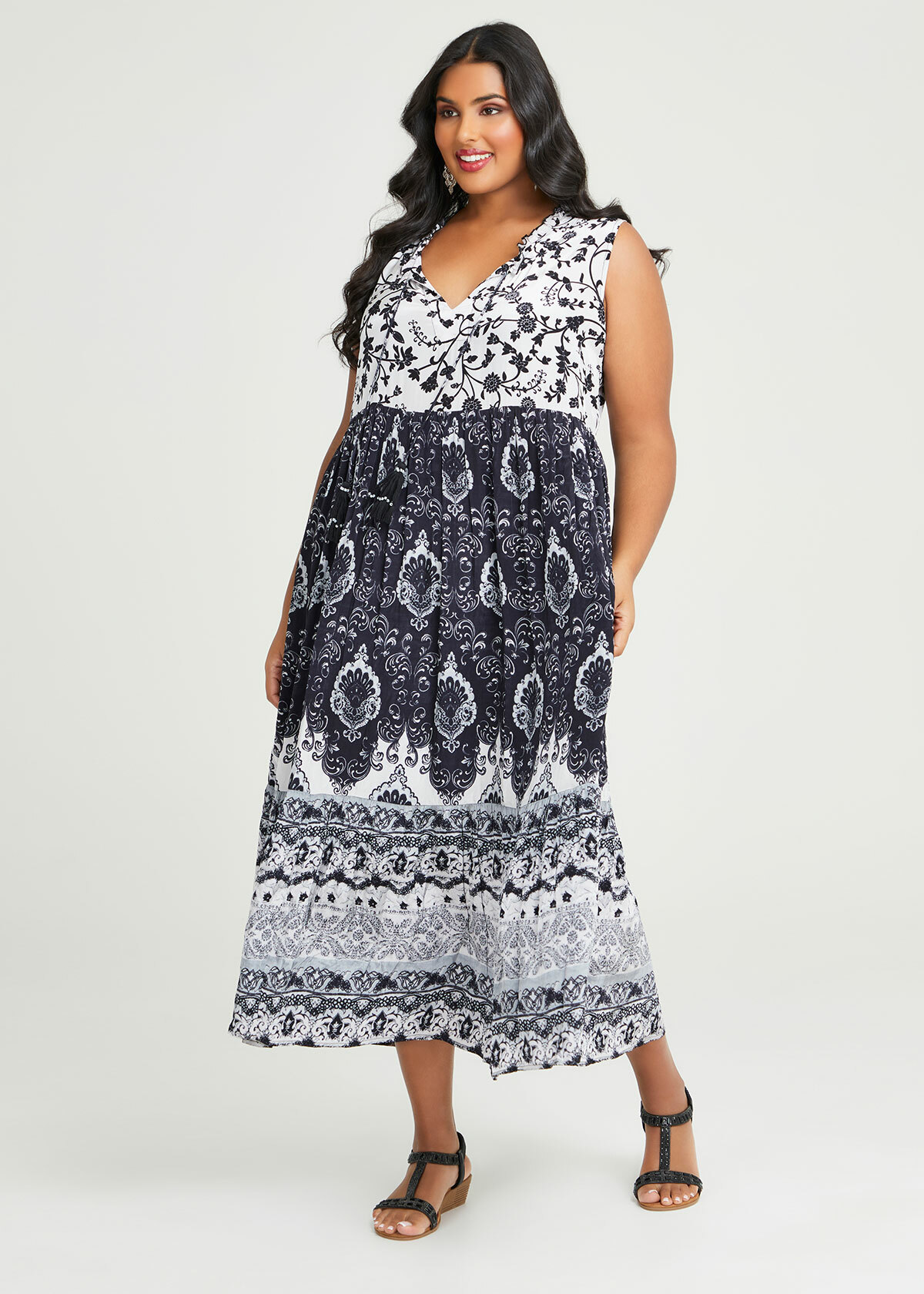 Shop Plus Size Natural Botanica Tiered Dress in Multi | Sizes 12-30 ...