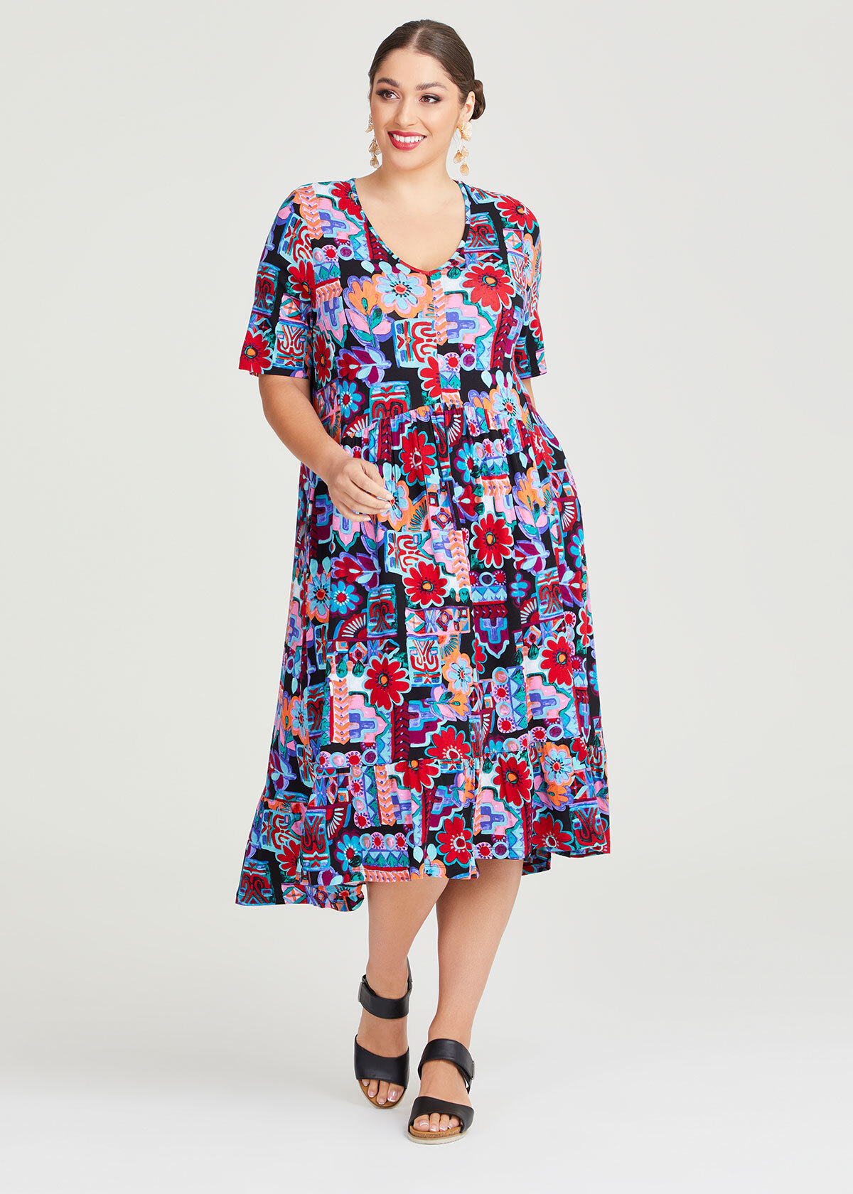 Shop Plus Size Natural Portofino Dress in Multi | Taking Shape AU