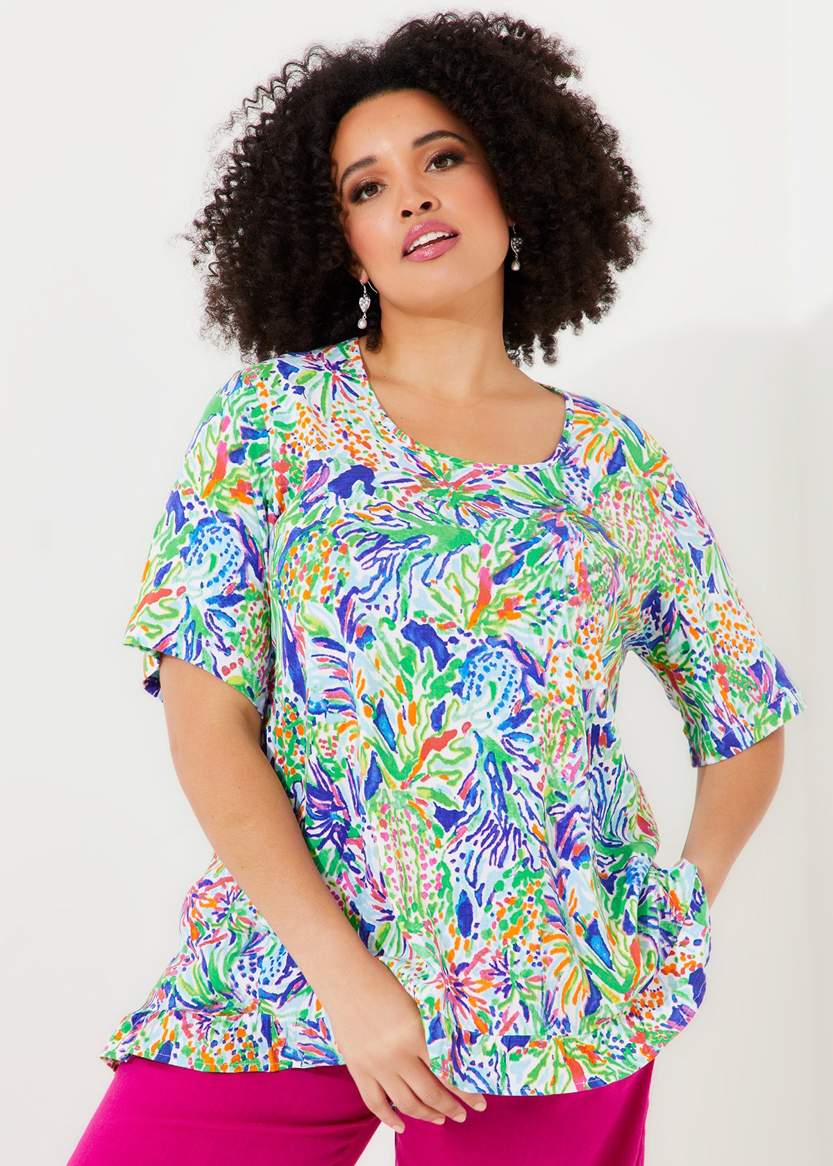 Shop Plus Size Natural Colour Burst Top in Multi | Taking Shape NZ