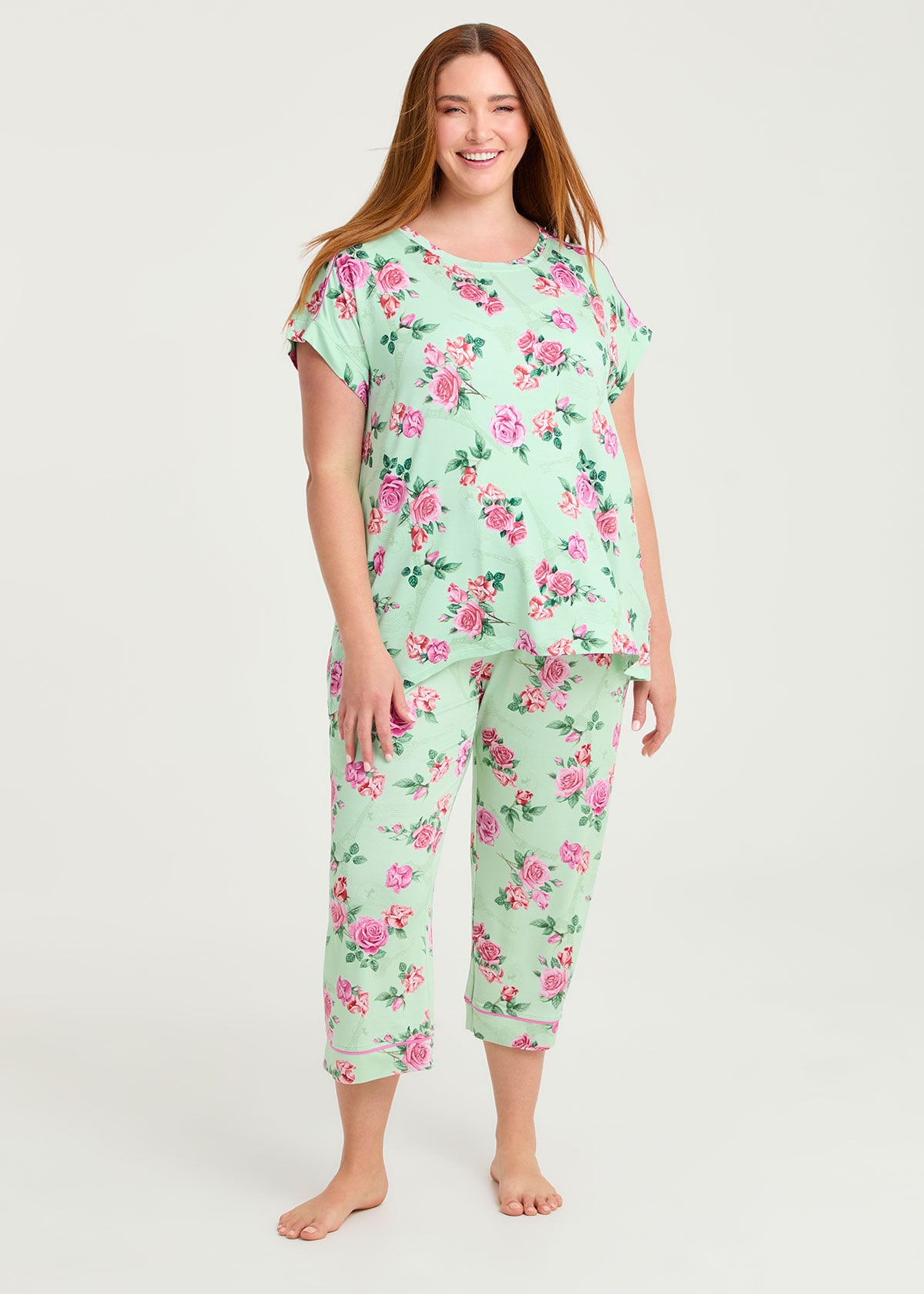 Taking Shape Bamboo Paris Dream Pyjama 3 / 4 Pant Size 20 in Print - Plus Size Women's Sleepwear