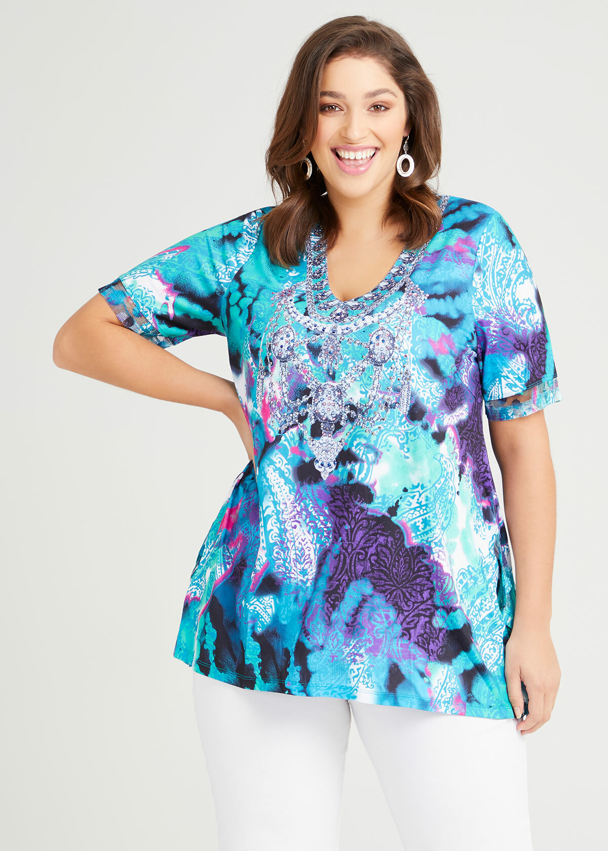 Solstice Sparkle Top in Print in sizes 12 to 30 | Taking Shape UK