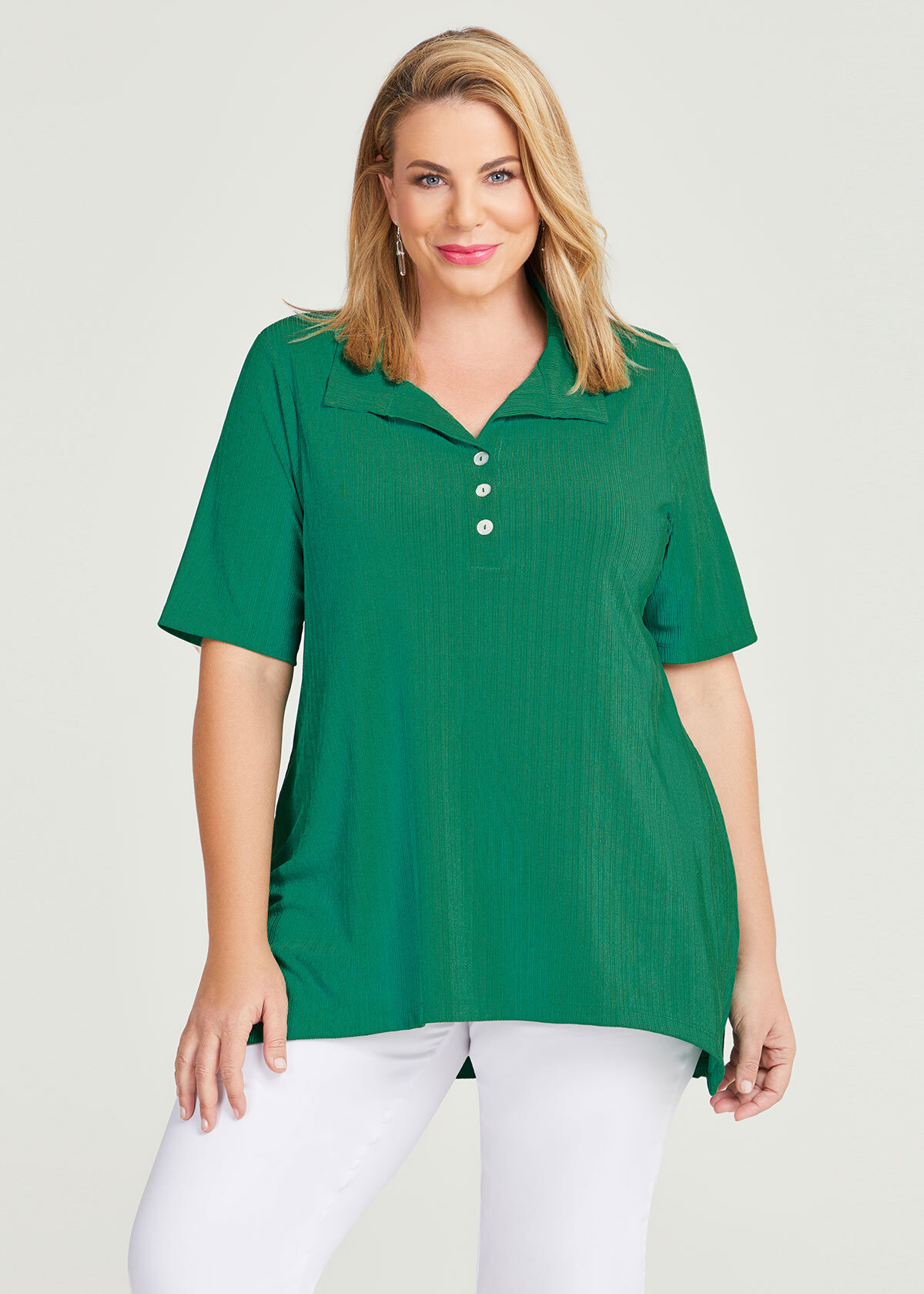 Shop Plus Size Daisy Collar Rib Top in Green | Taking Shape AU