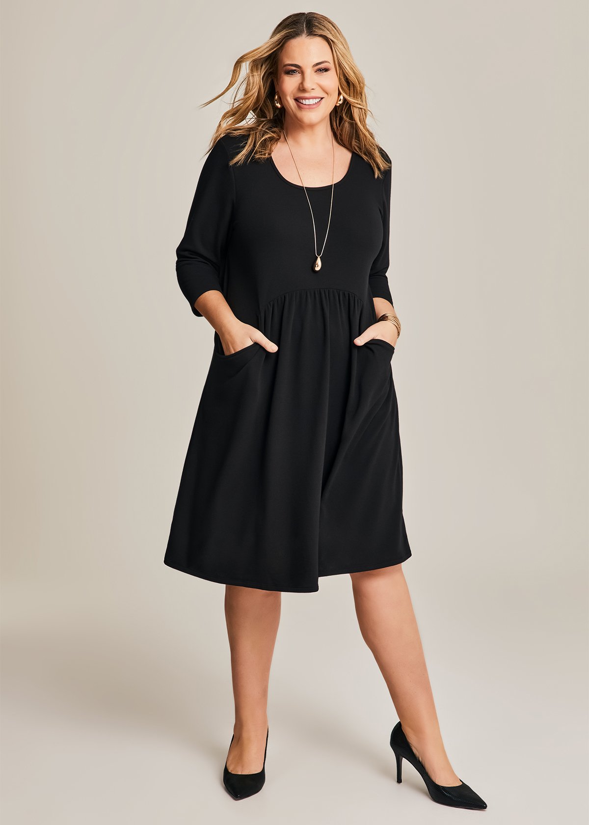 Shop Plus Size Empire Line Dress in Black Taking Shape AU