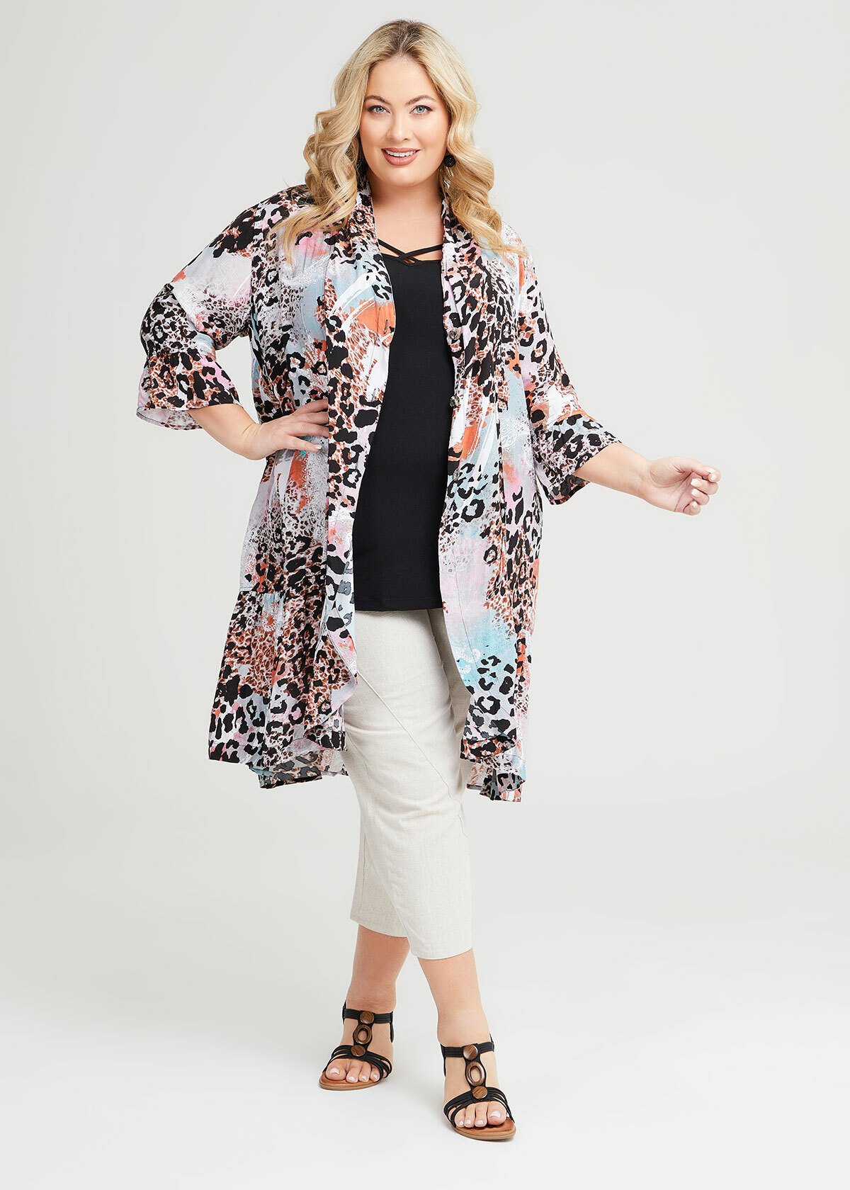 Shop Plus Size Animal Natural Duster in Multi | Sizes 12-30 | Taking ...