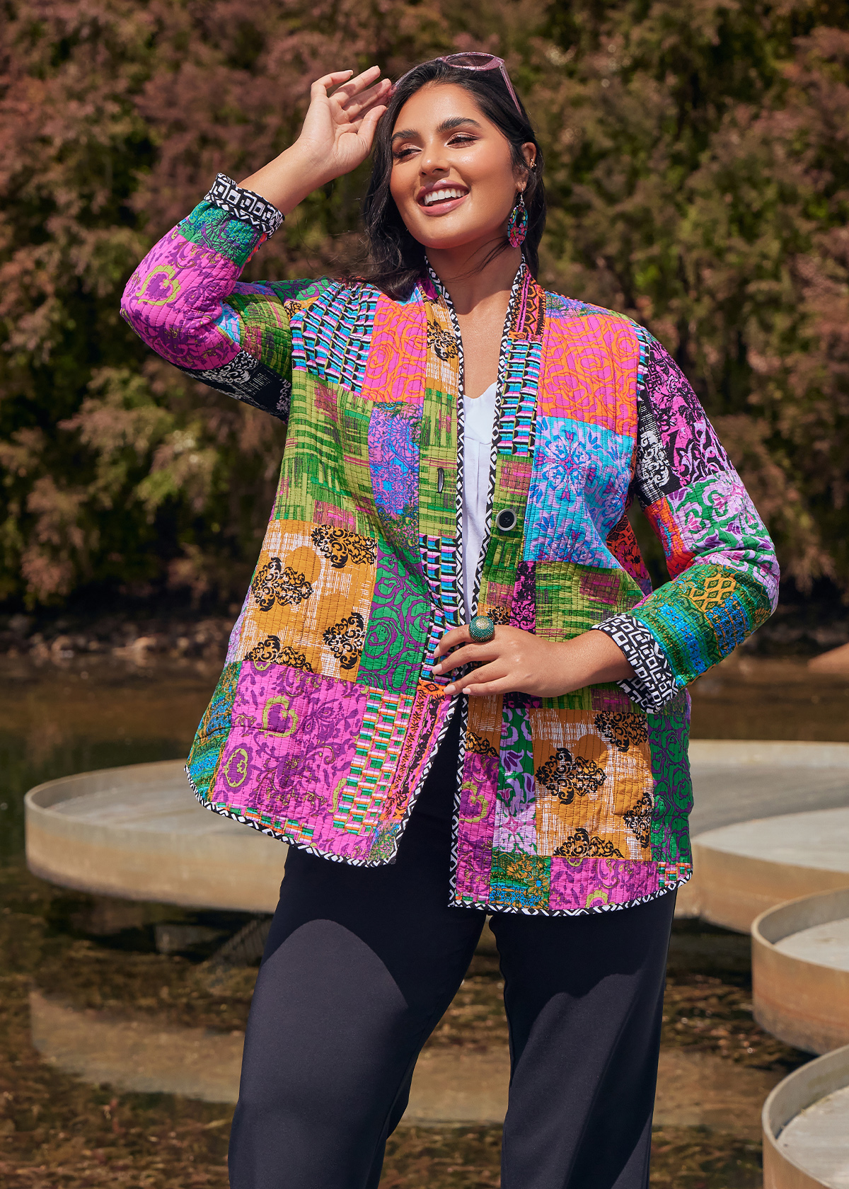 Shop Plus Size Reversible Quilt Natural Jacket, Multi | Taking