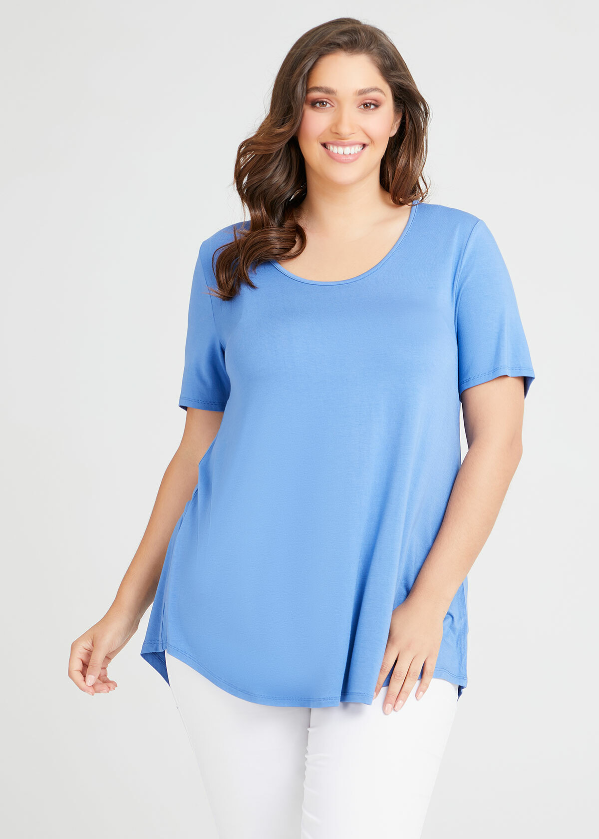 Shop Plus Size Bamboo Base Short Sleeve Top in Blue | Sizes 12-30 ...