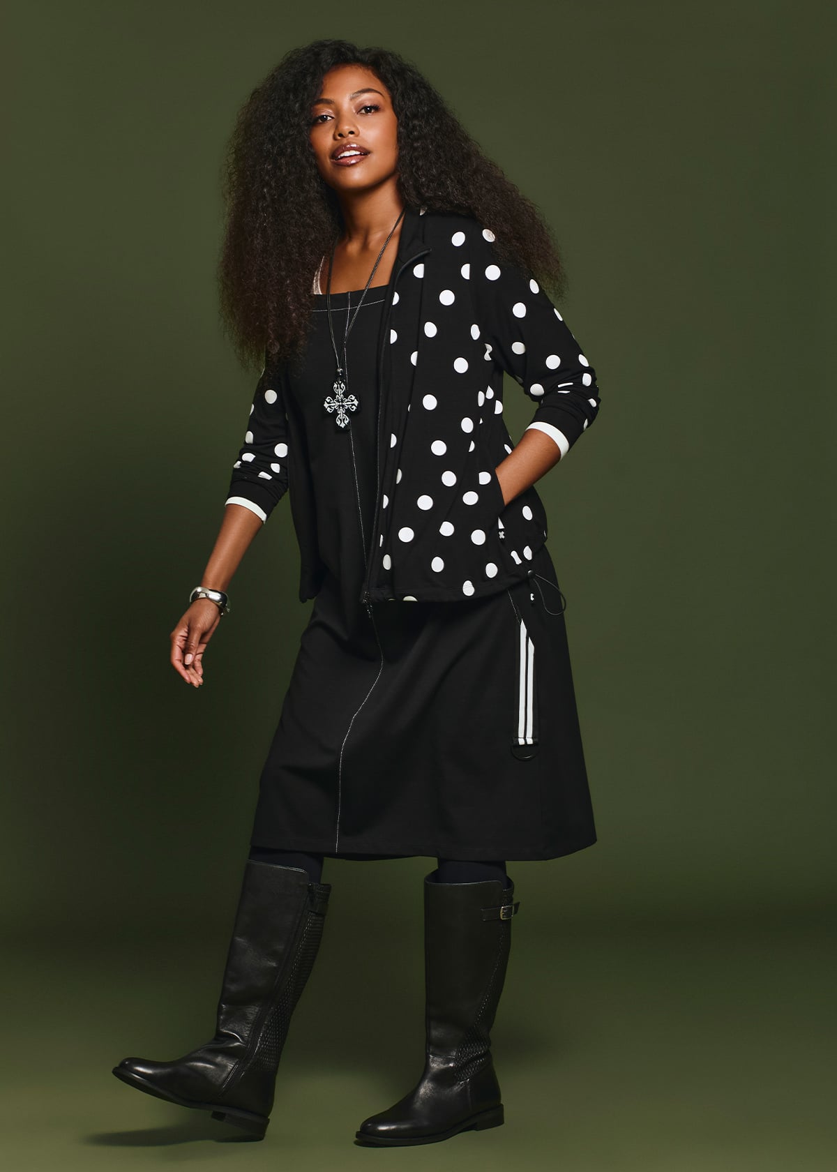 Ponte Stitch Pinafore Dress