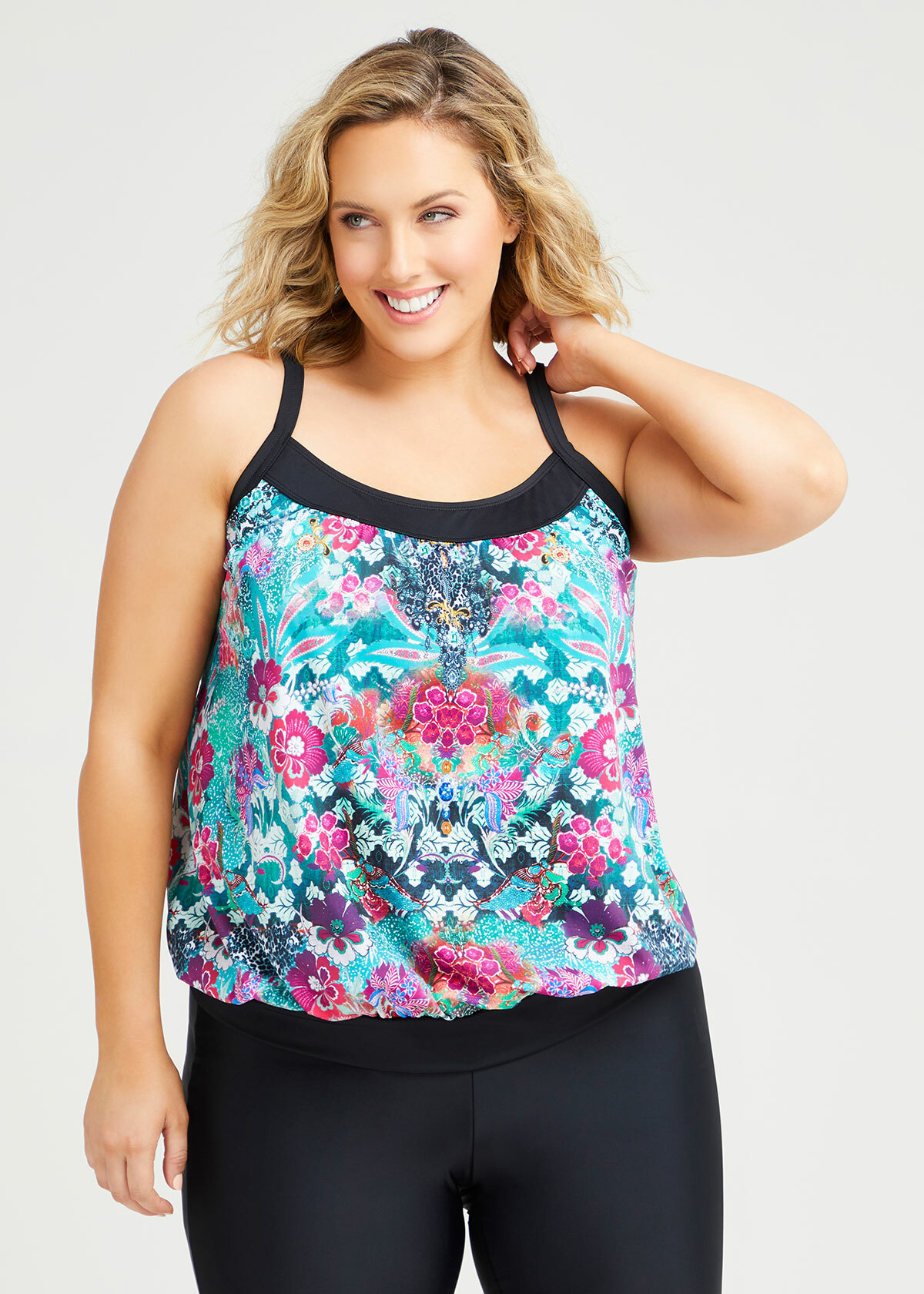 Shop Plus Size Blooming Floral Tankini in Multi Taking Shape AU