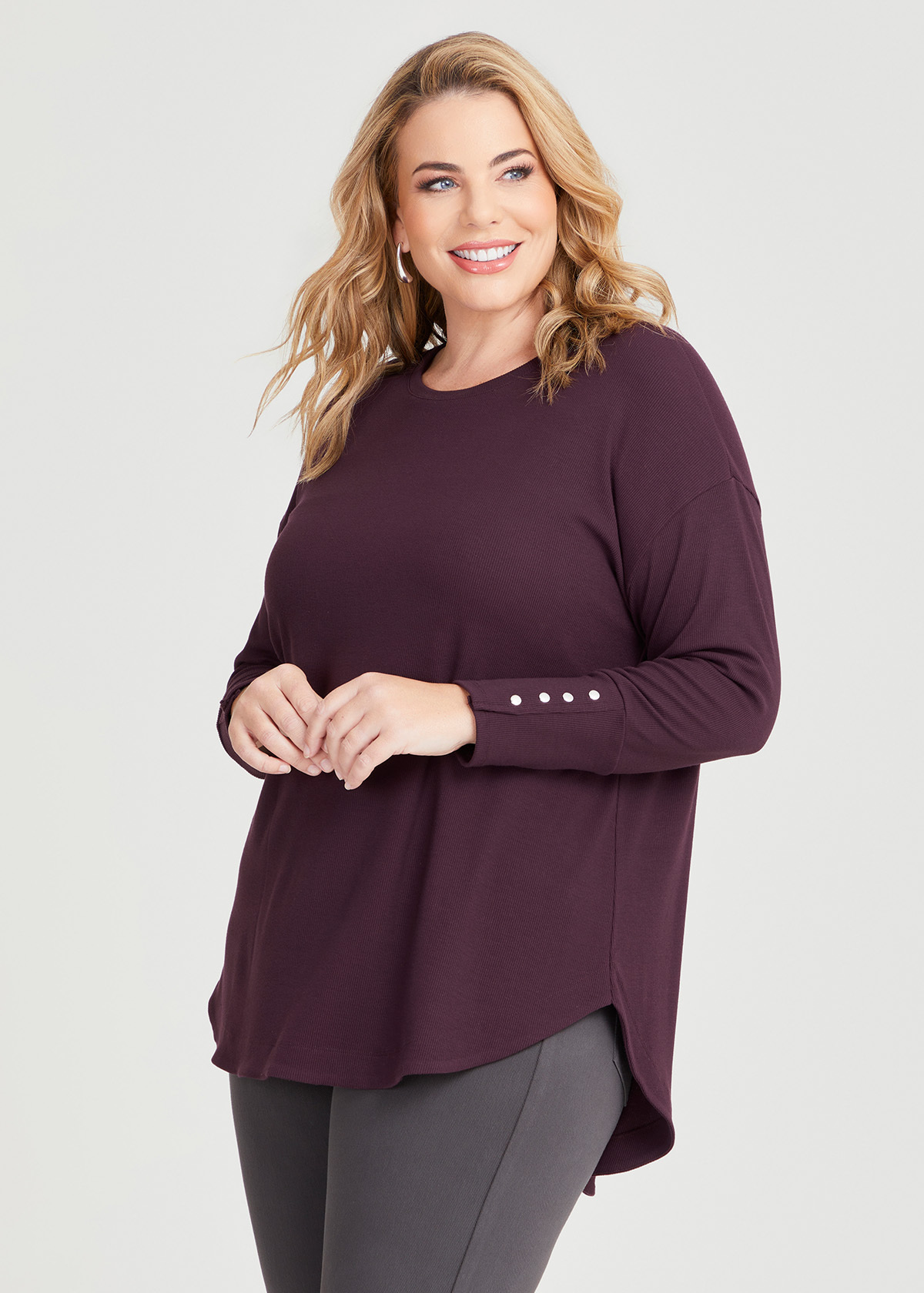 Shop Plus Size Rib Hi-lo Top in Red | Taking Shape AU