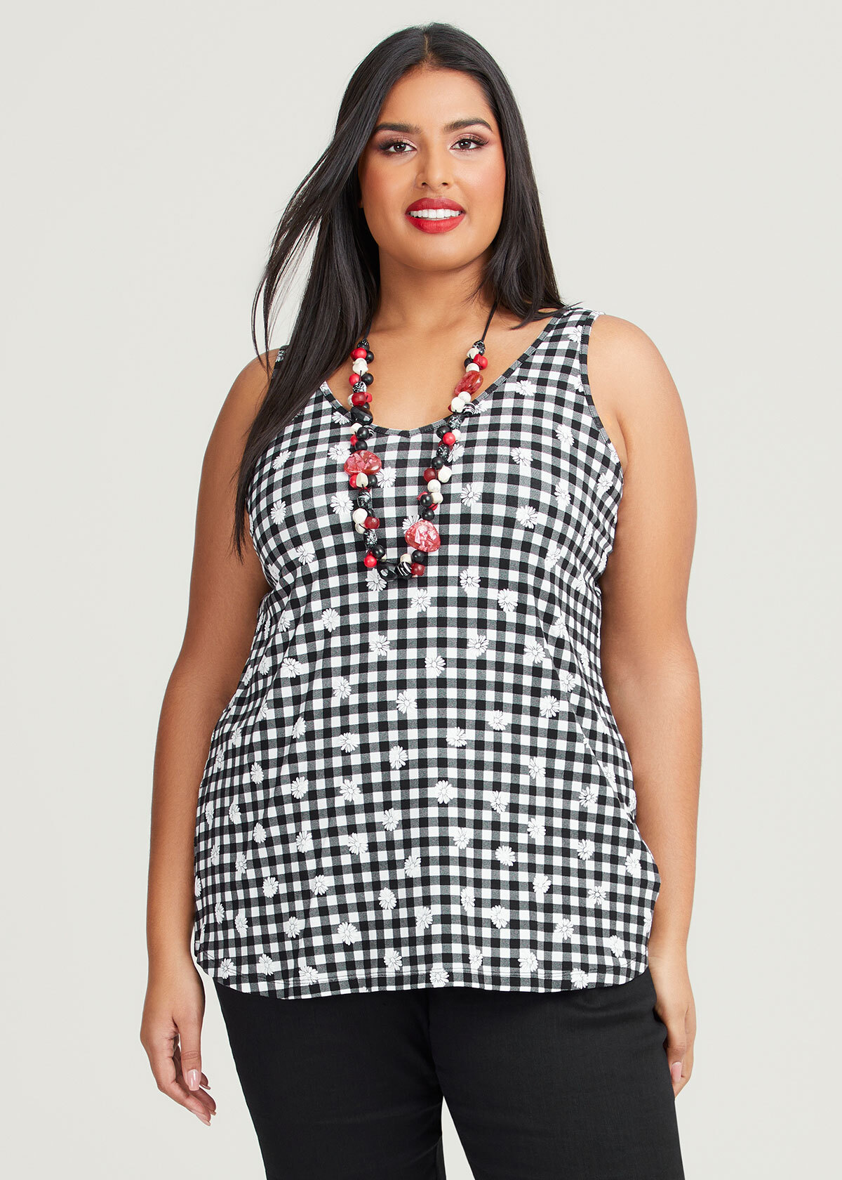 Shop Plus Size Natural Floral Check Tank, Multi | Taking Shape AU