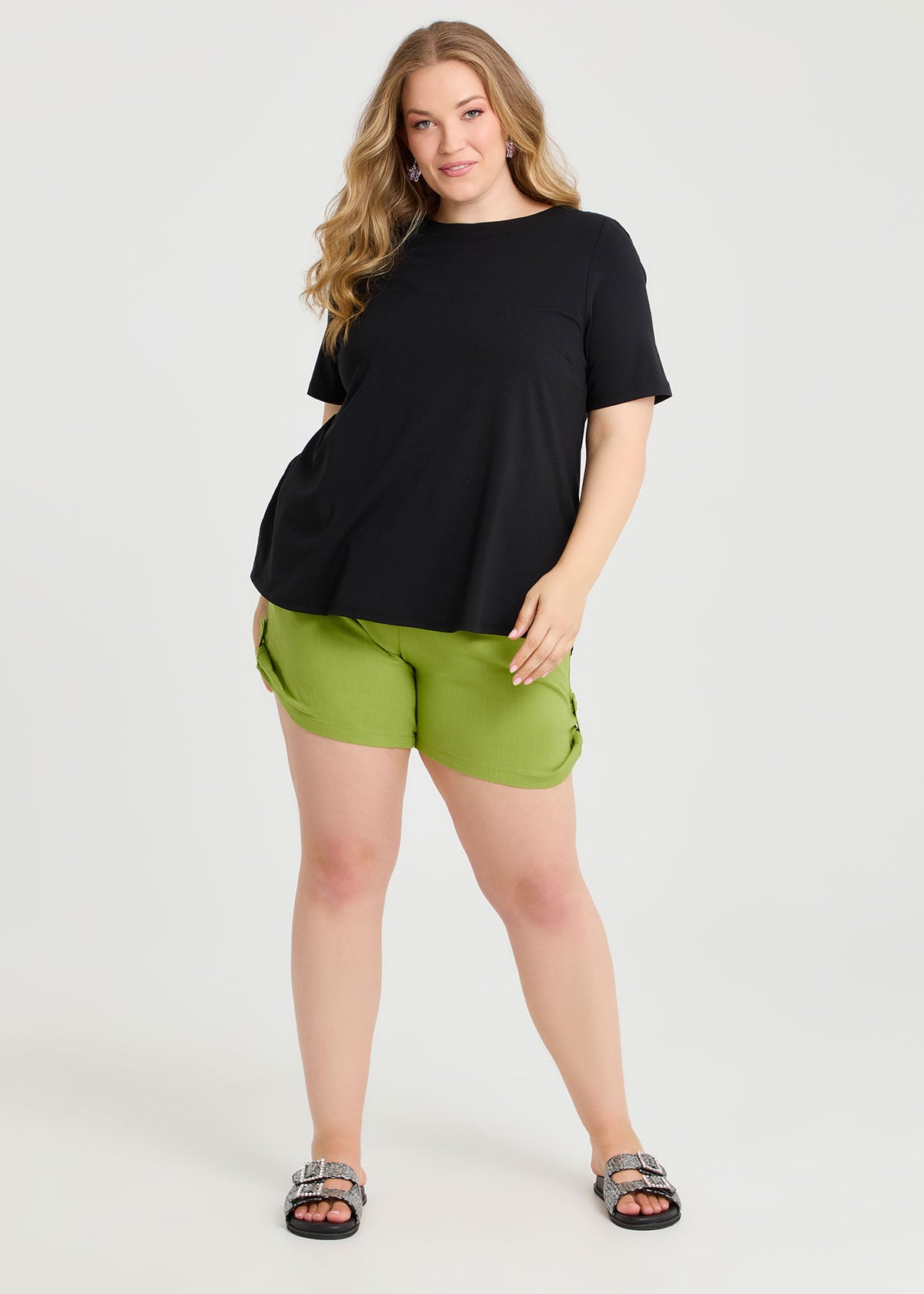 Taking Shape Natural Kaia Short Size 22 in Apple Green, Natural Viscose - Plus Size Women's Shorts