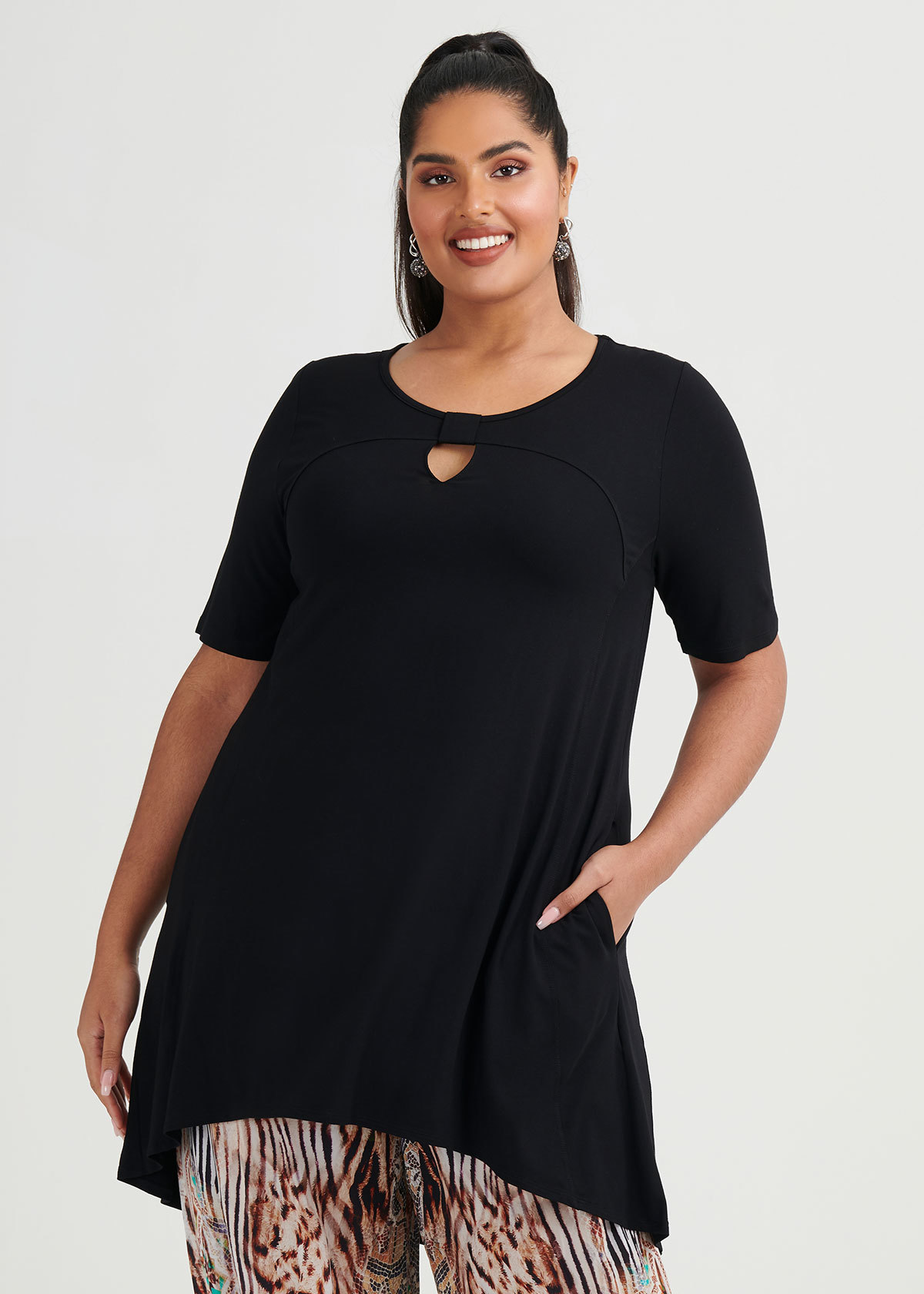 Shop Plus Size Bamboo Fancy That Tunic in Black | Taking Shape AU